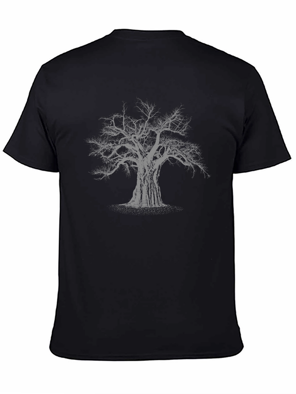 Mens Black T-Shirt with Graphic Tree Print