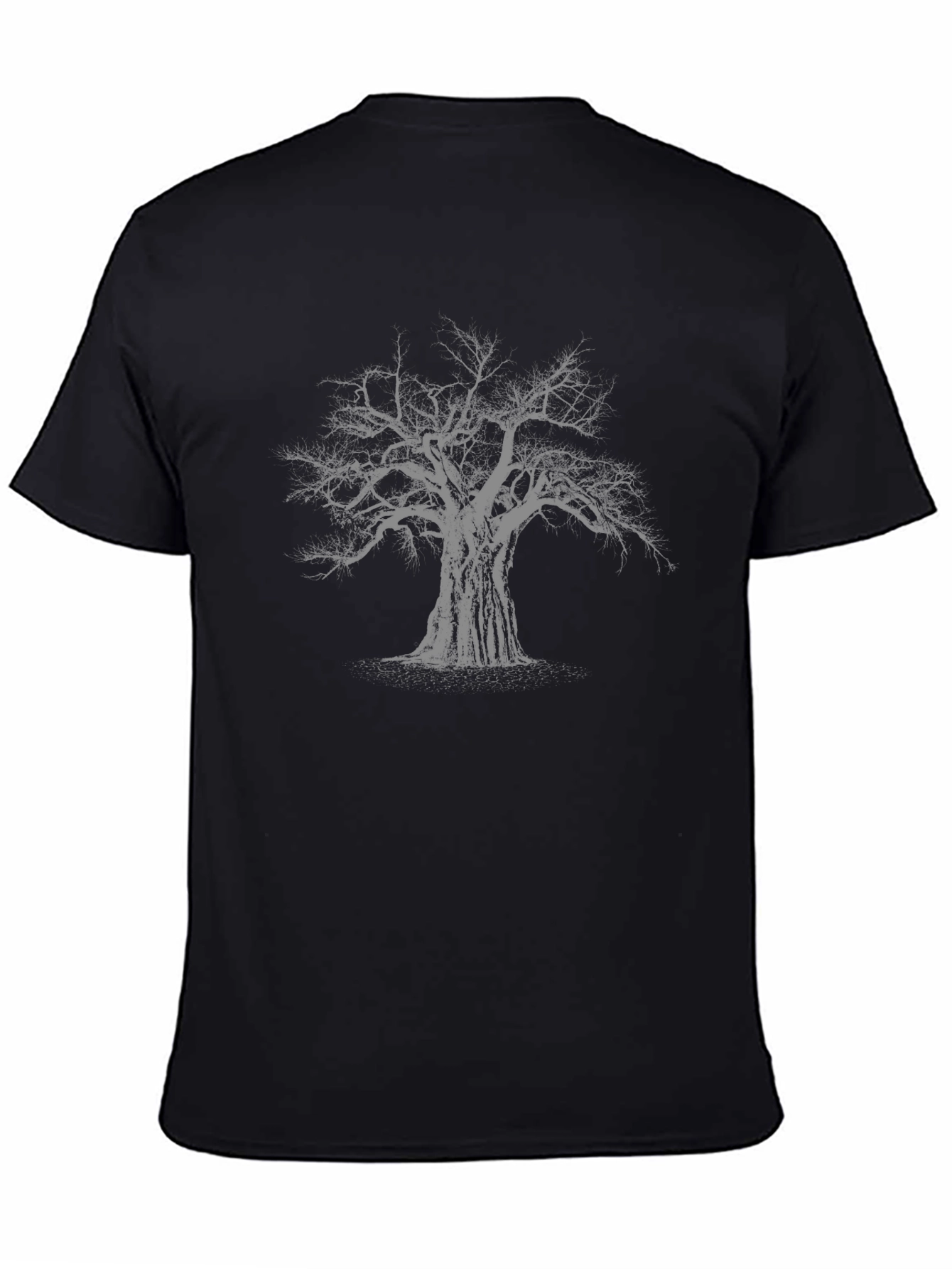 Mens Black T-Shirt with Graphic Tree Print