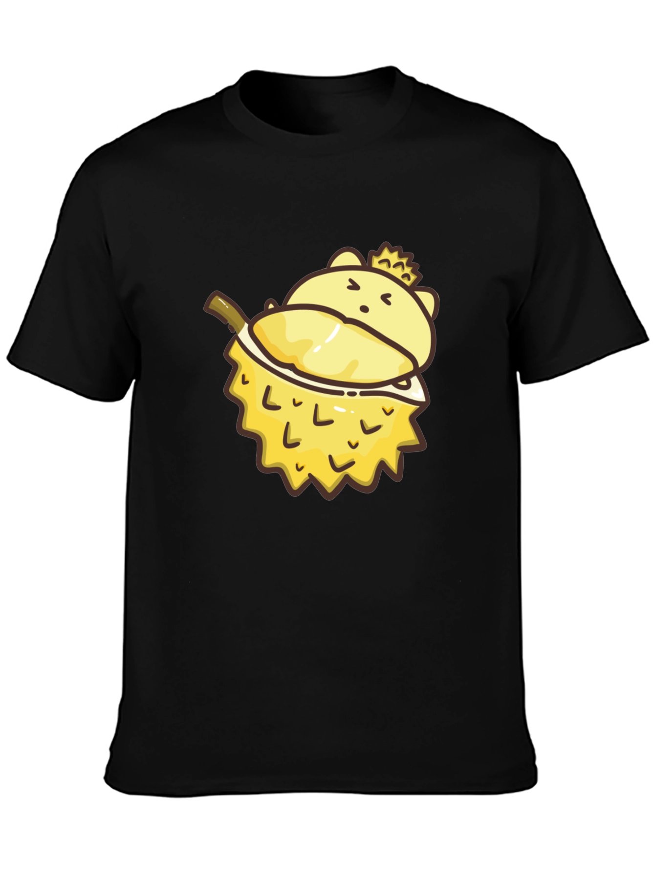 Cartoon Durian Bear Graphic Tee - Black