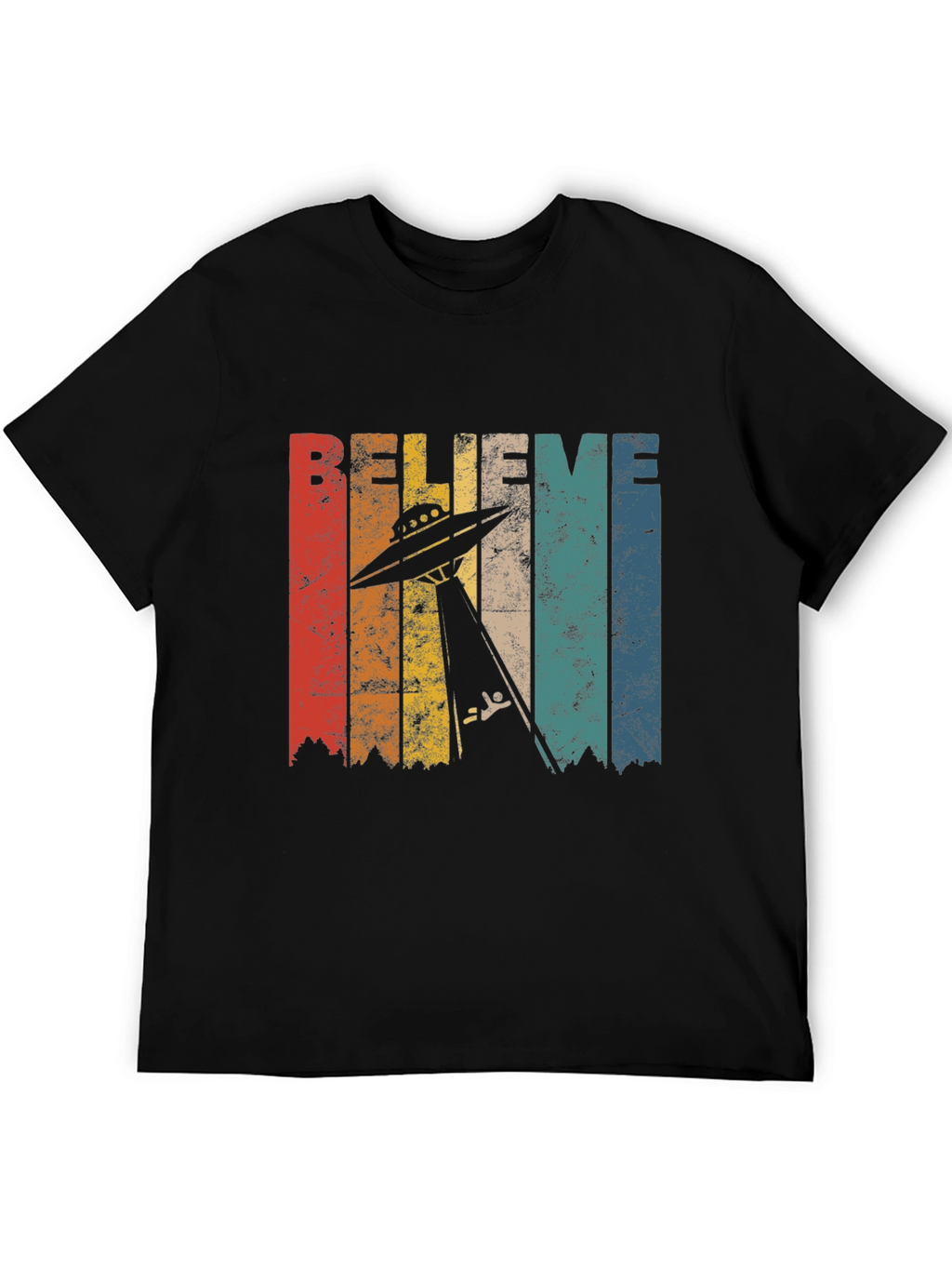 Believe UFO Abduction Retro Style Graphic T-Shirt