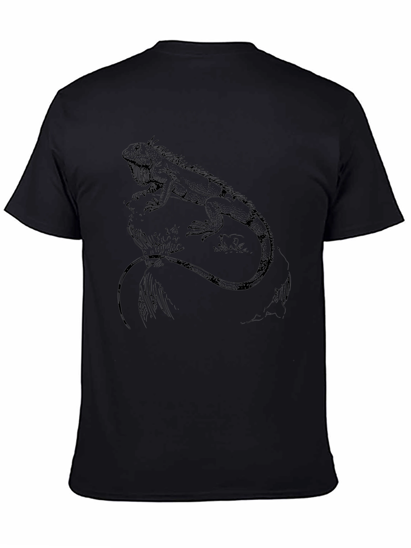 Iguana Graphic Print Black Tee