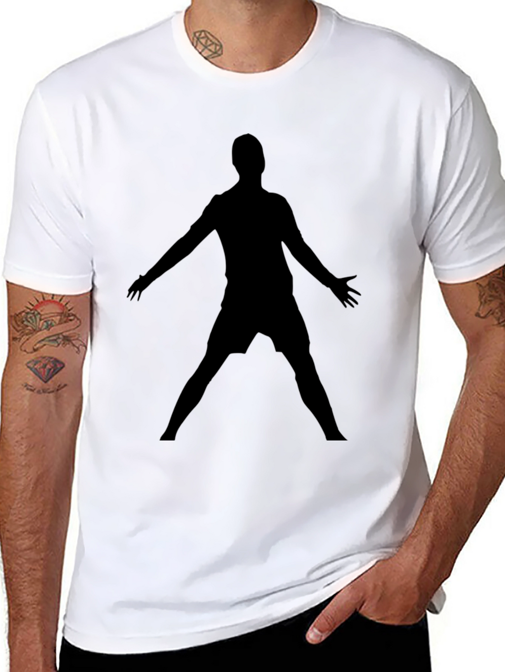 Silhouette Soccer Celebration Black T-Shirt