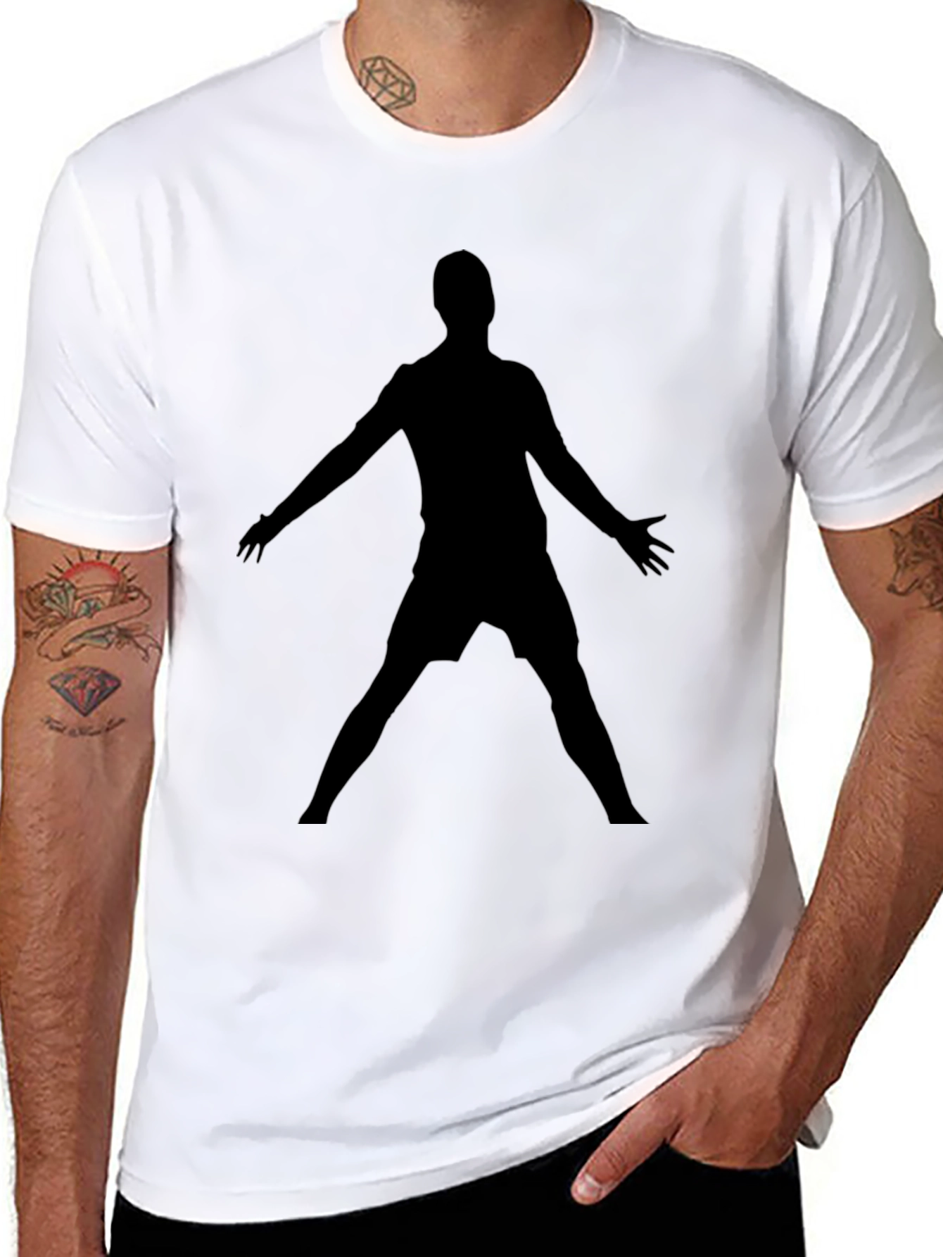 Silhouette Soccer Celebration Black T-Shirt