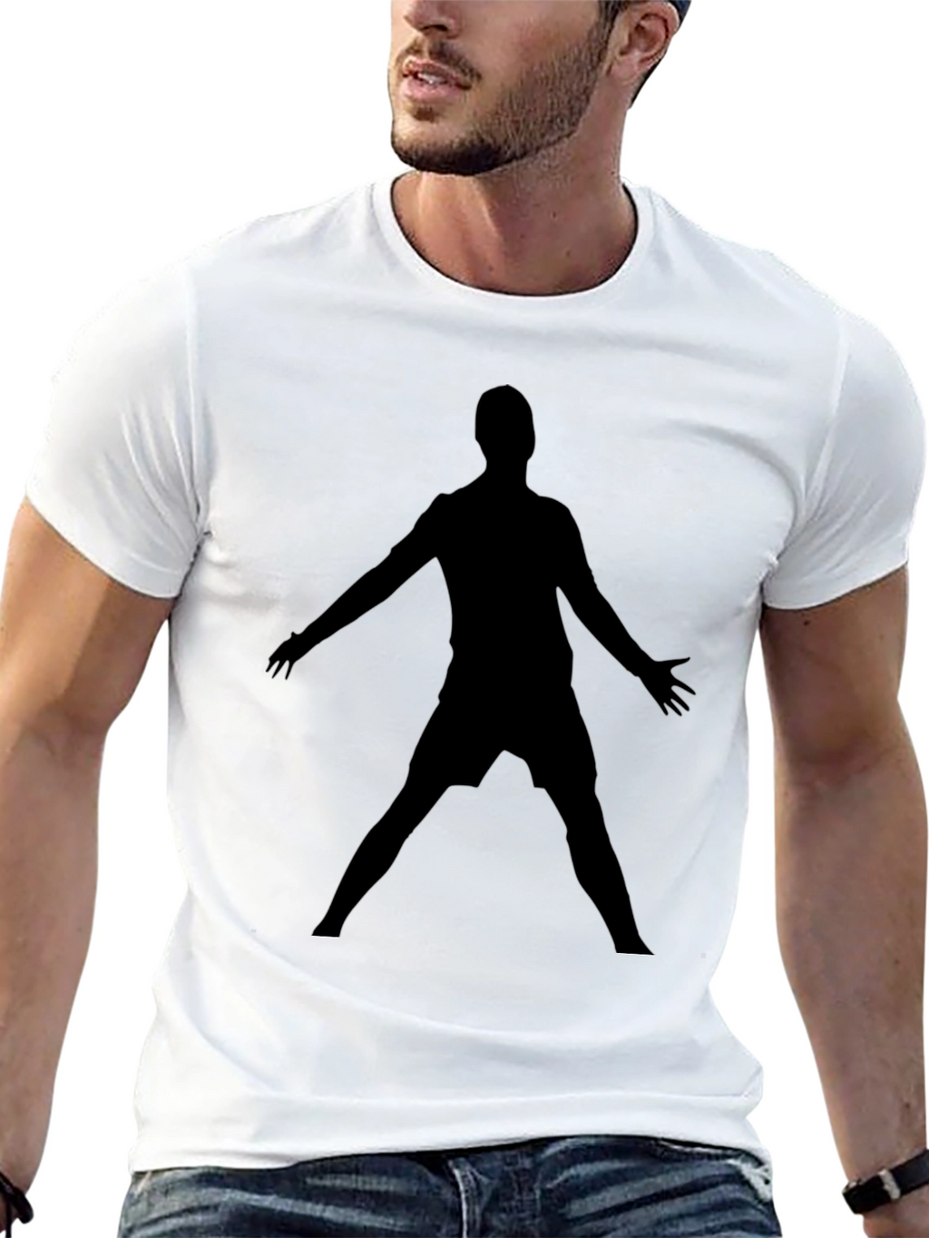 Silhouette Soccer Celebration Black T-Shirt