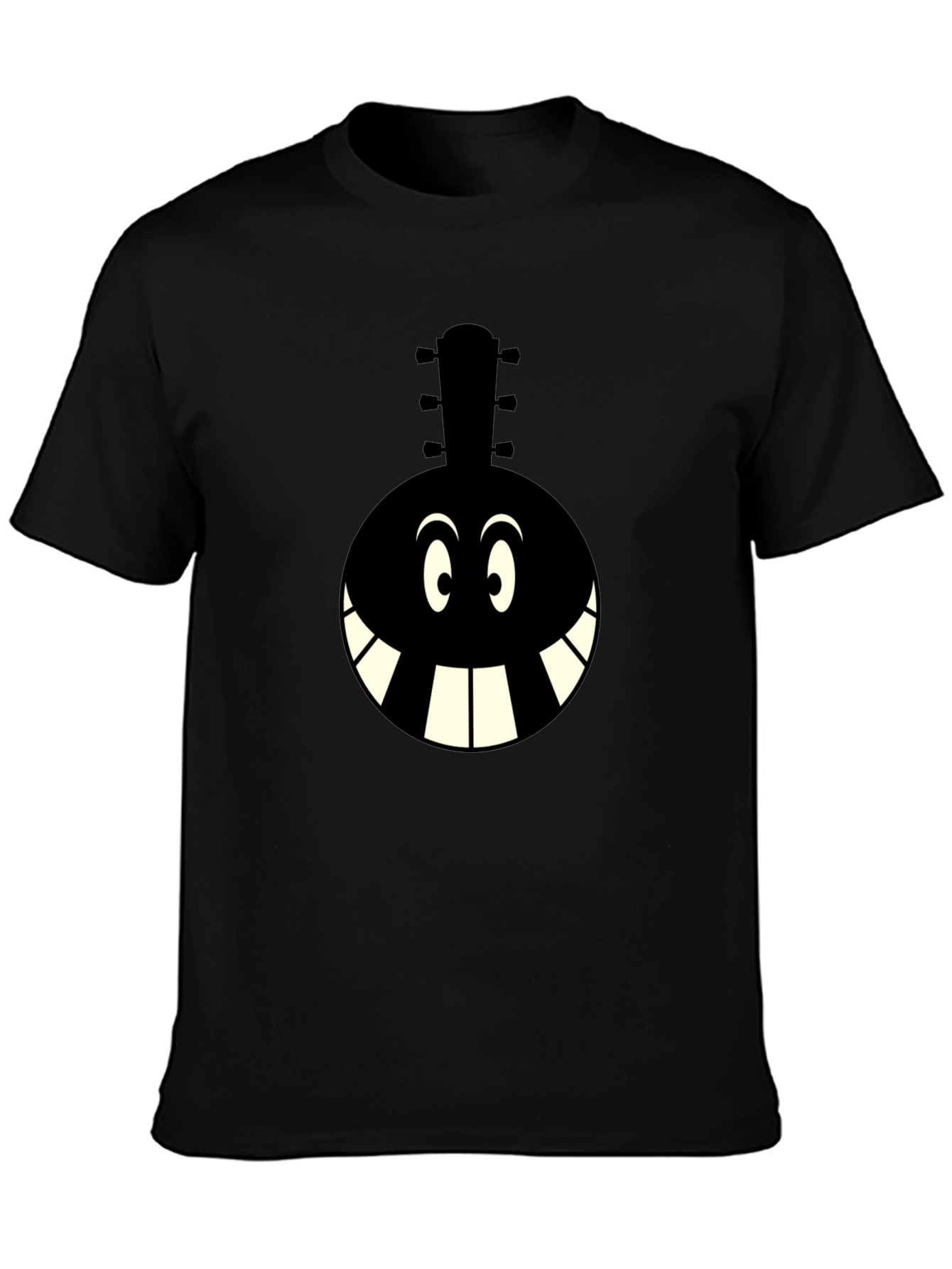 Cartoon Instrument Graphic T-Shirt - Black