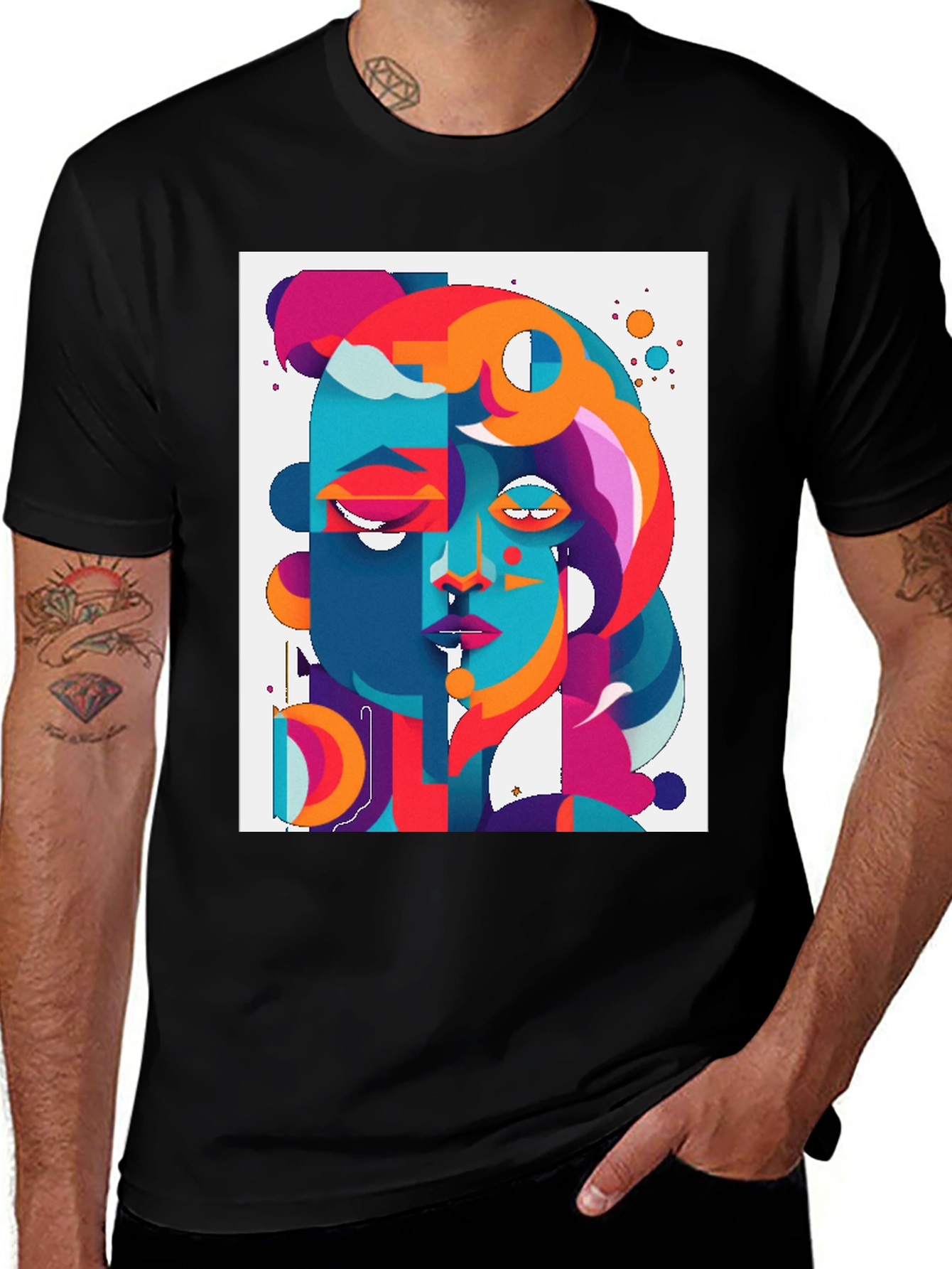Abstract Face Graphic Tee - Modern Art T-Shirt