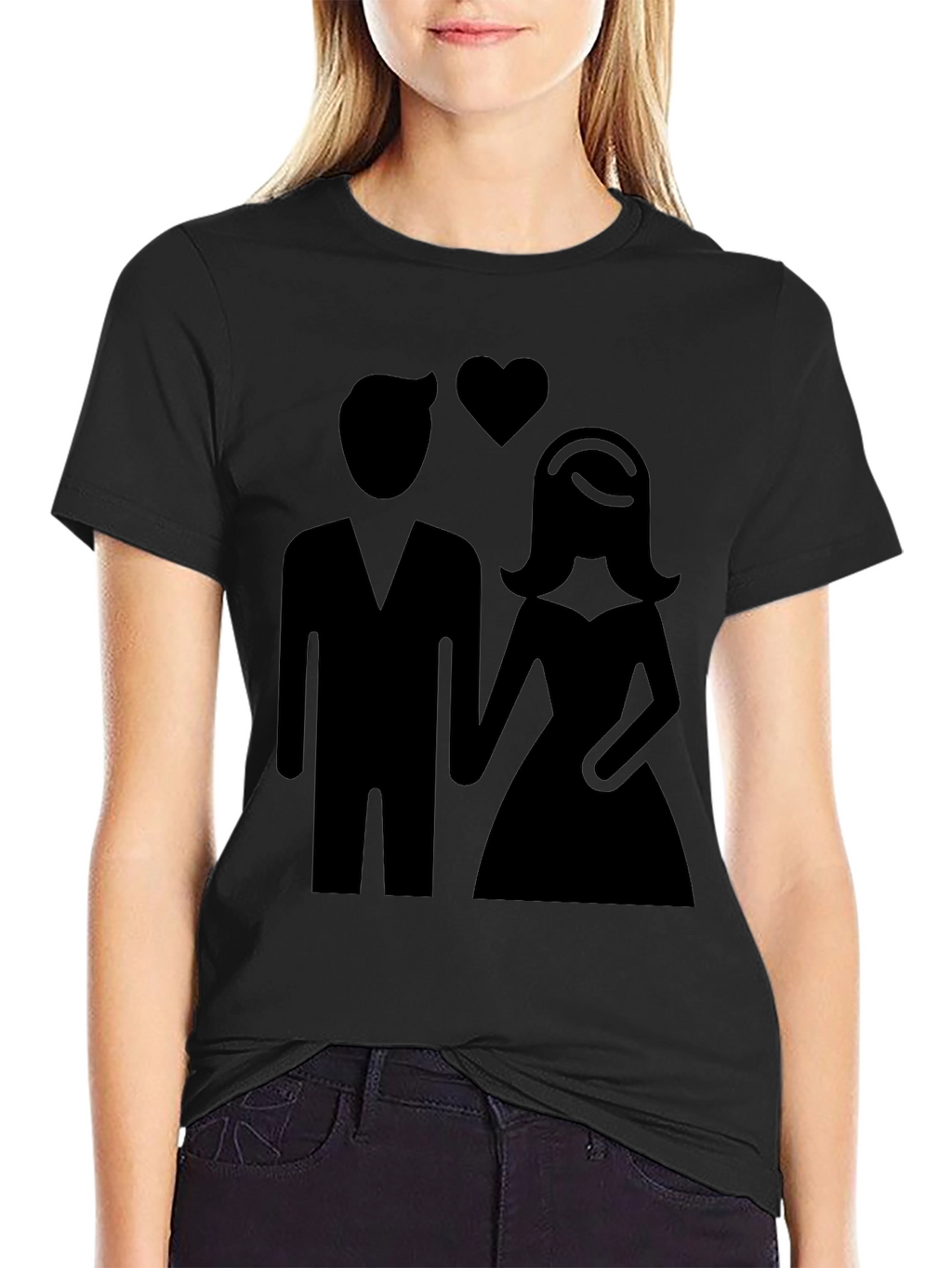 Couple Silhouette Graphic Tee - Black Unisex Shirt