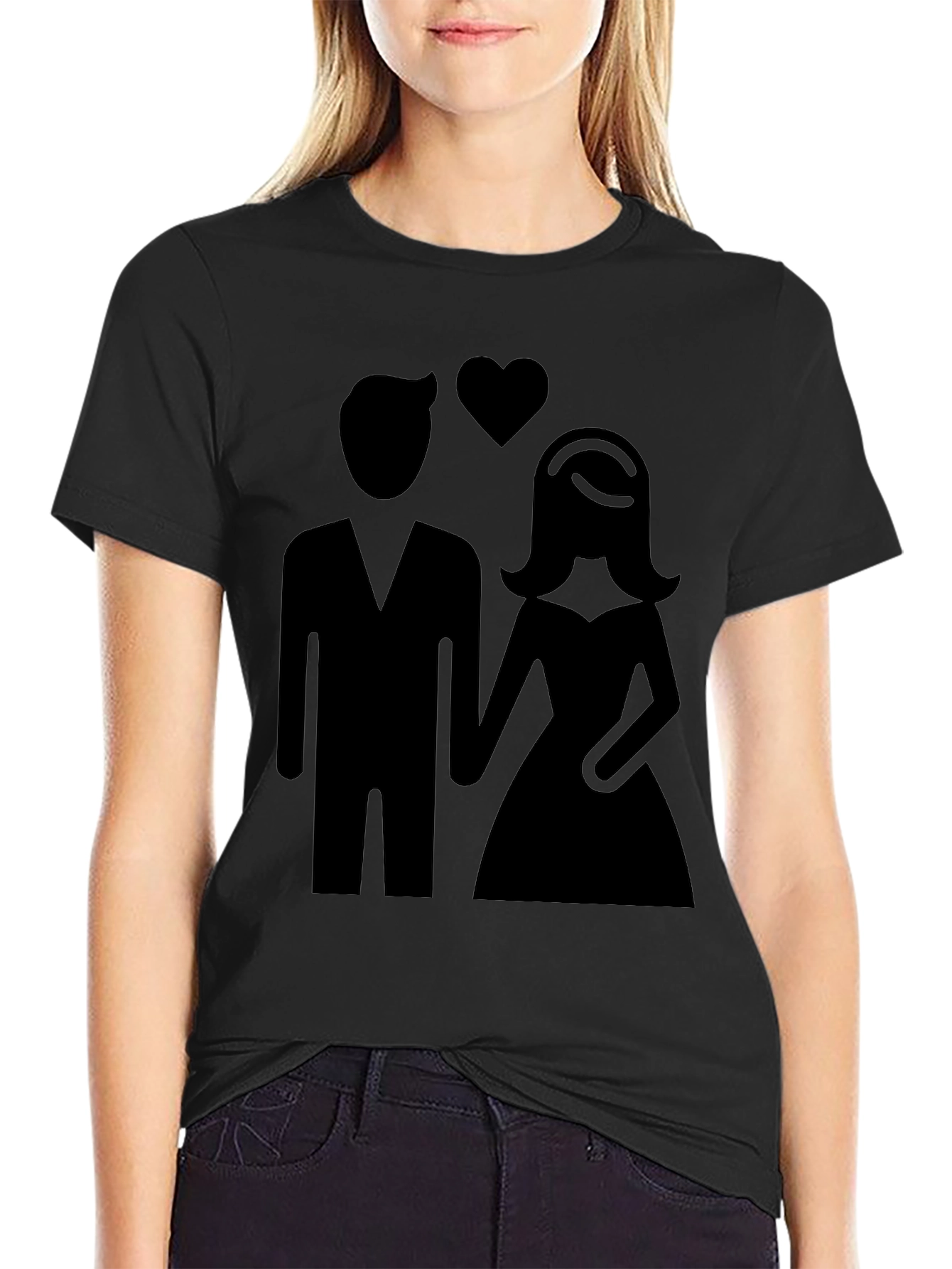 Couple Silhouette Graphic Tee - Black Unisex Shirt