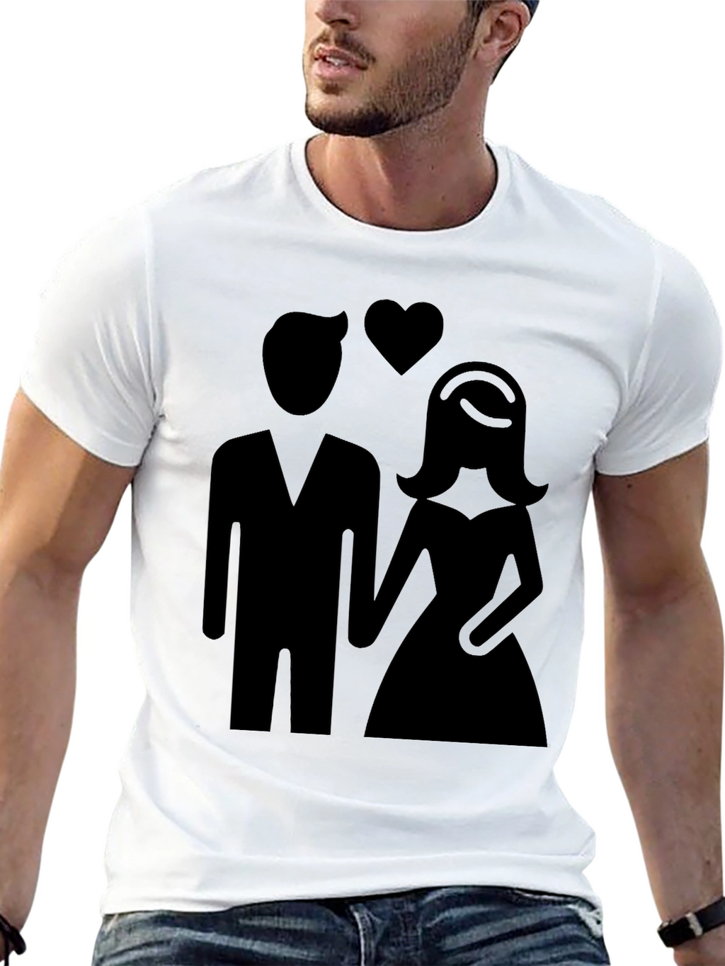 Couple Silhouette Graphic Tee - Black Unisex Shirt