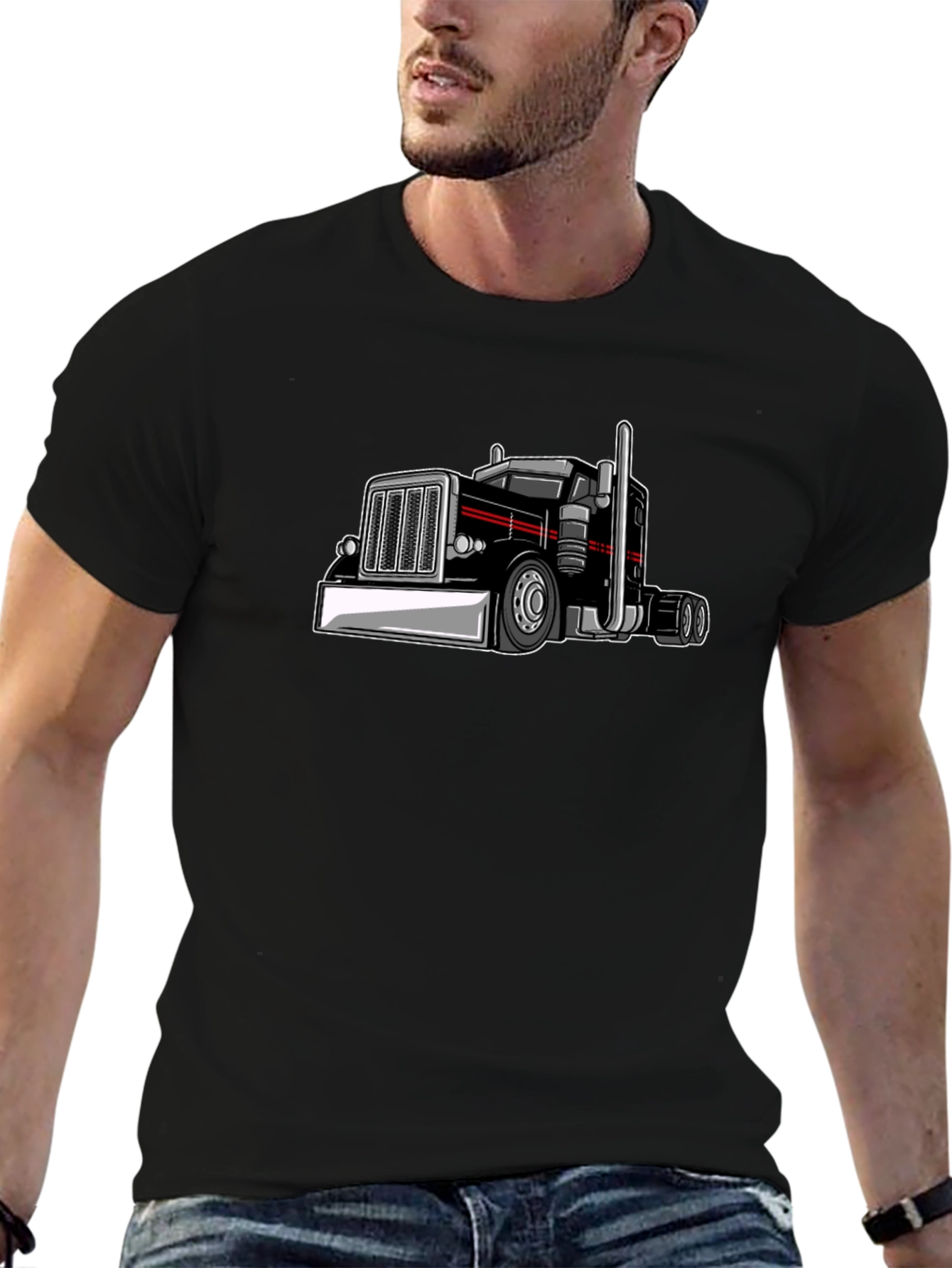 Black Semi Truck Graphic Tee