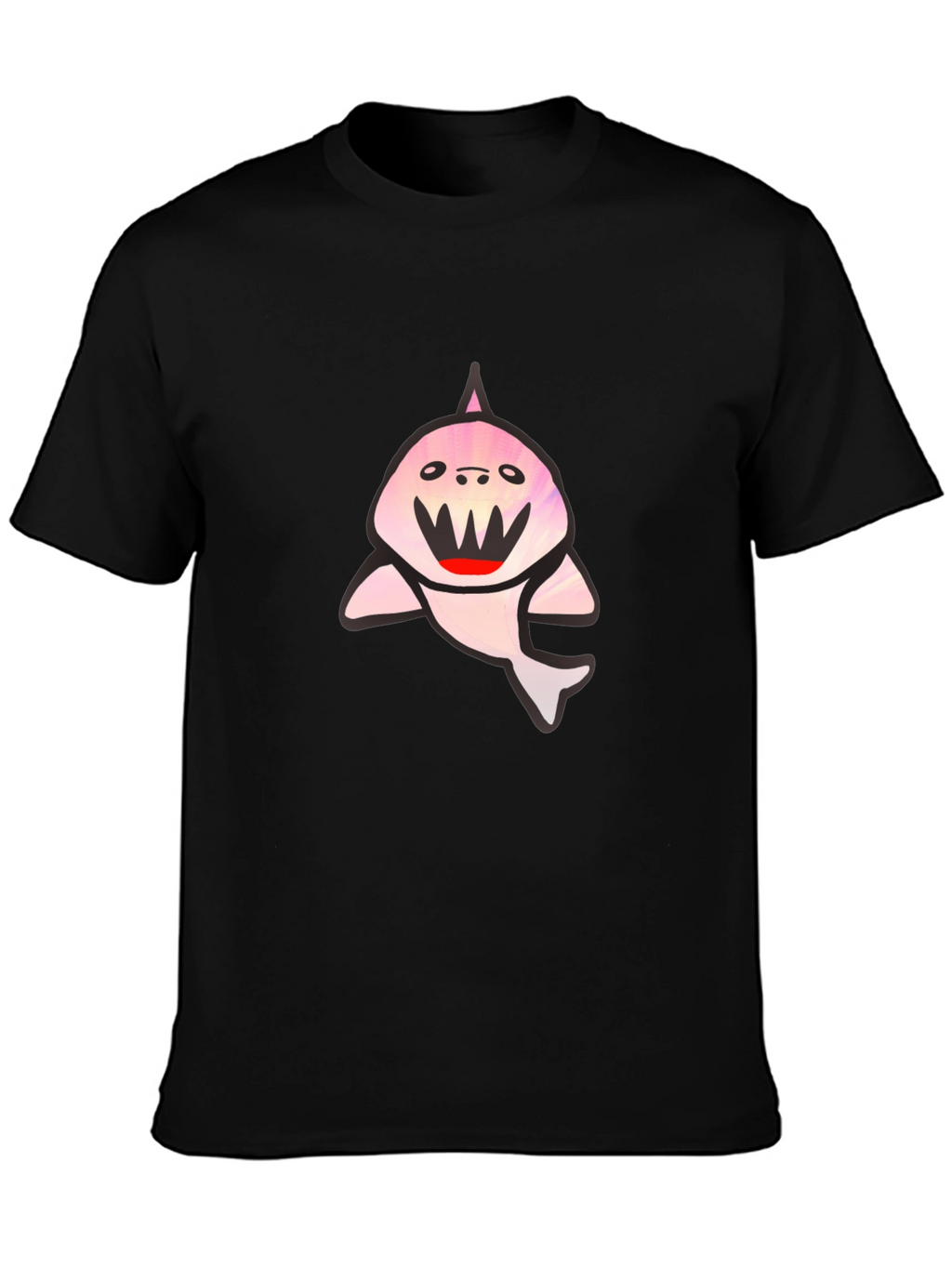 Black T-Shirt with Cute Shark Graphic