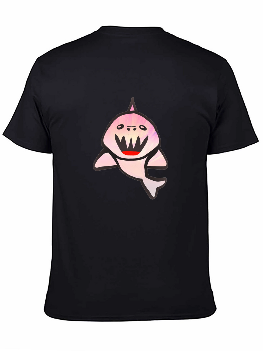 Black T-Shirt with Cute Shark Graphic