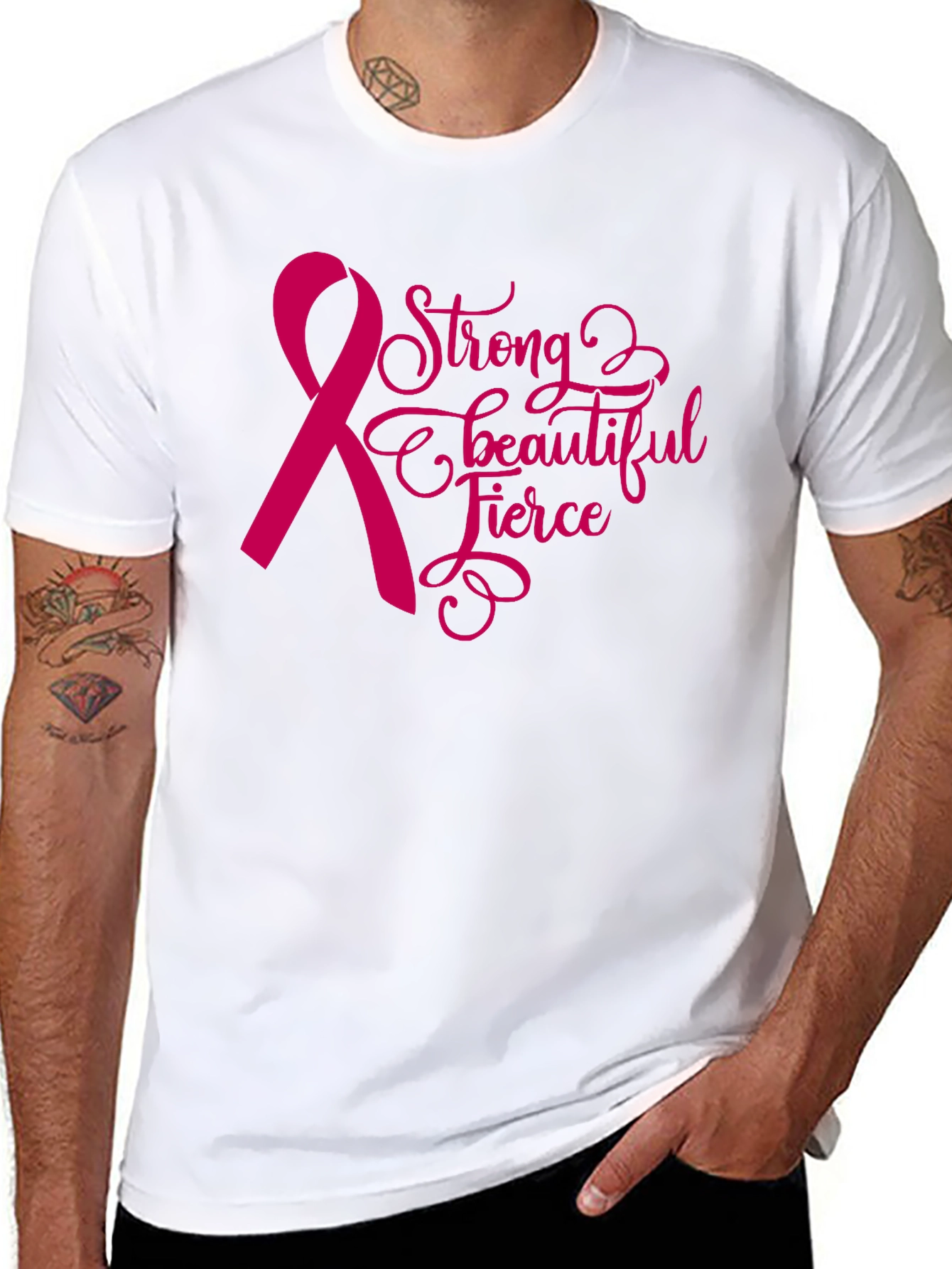 Strong Fierce Beautiful Breast Cancer Awareness T-Shirt