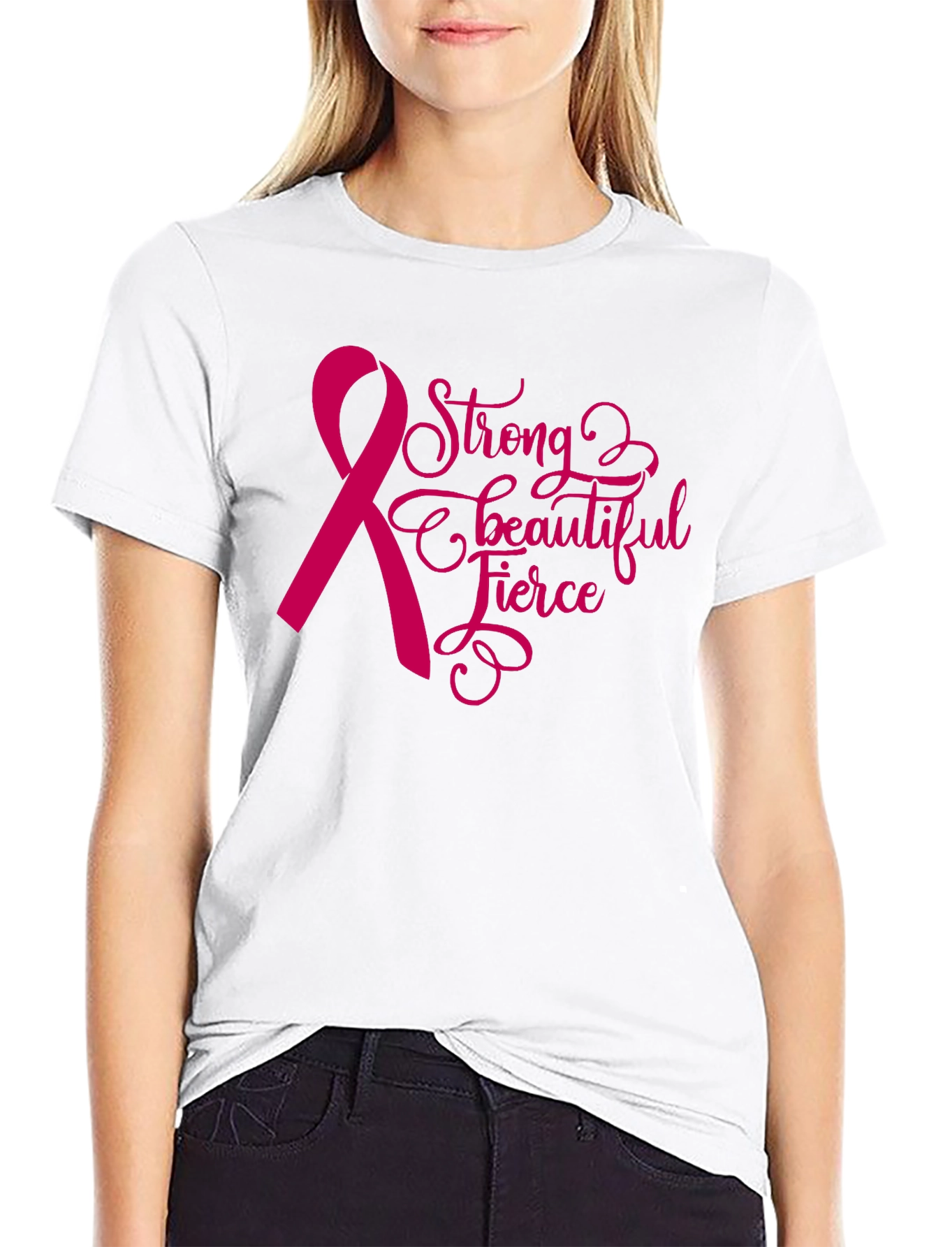 Strong Fierce Beautiful Breast Cancer Awareness T-Shirt
