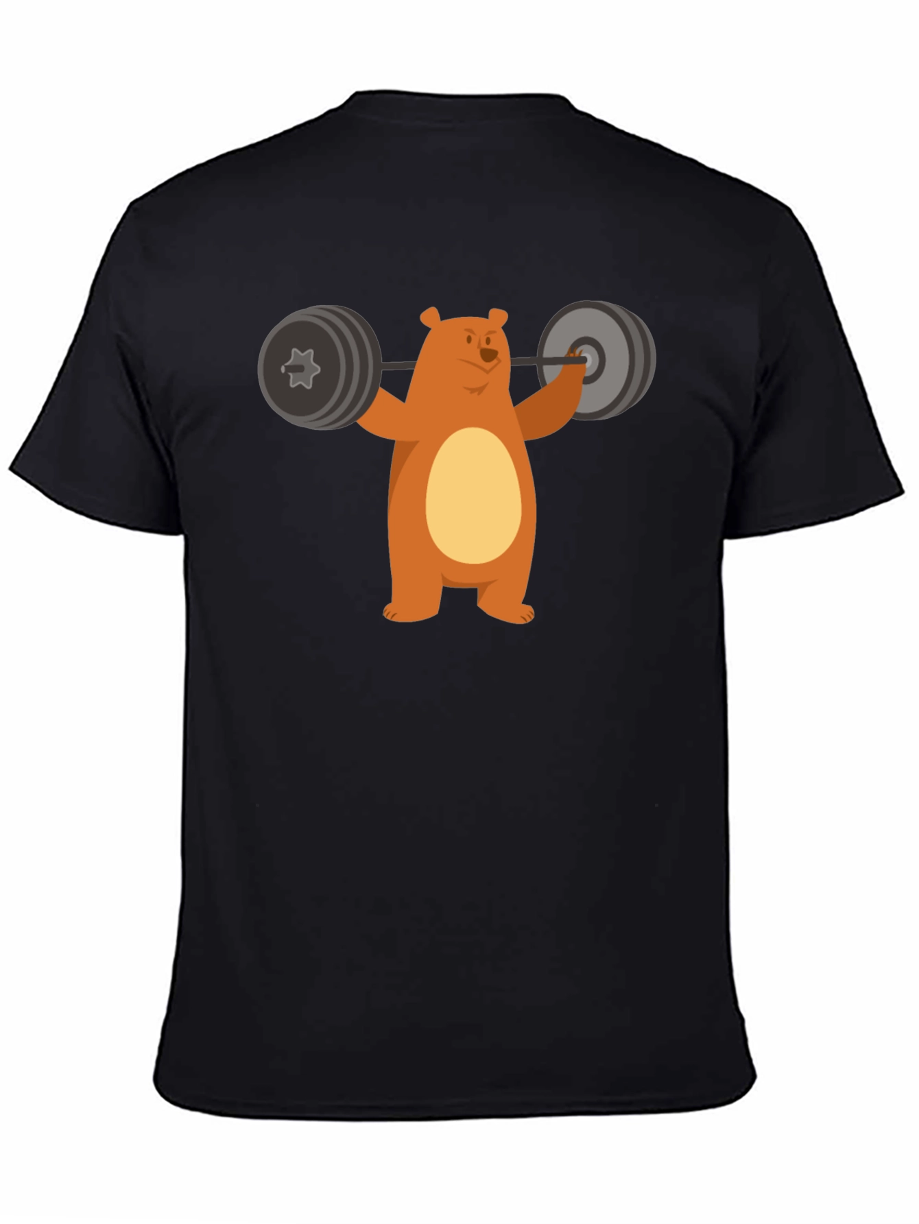 Bear Lifting Weights Graphic Tee - Black Cotton
