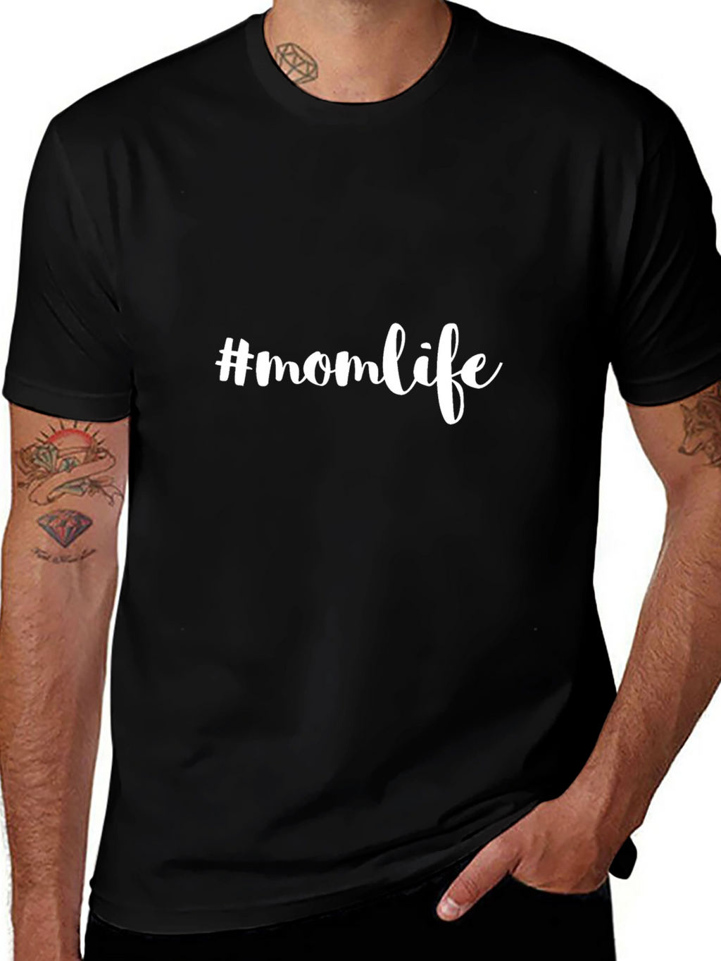 #momlife Black Cotton Graphic Tee