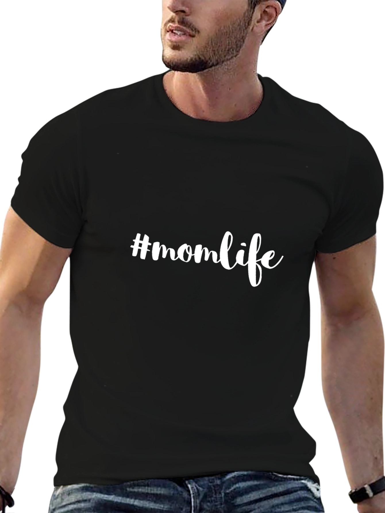 #momlife Black Cotton Graphic Tee