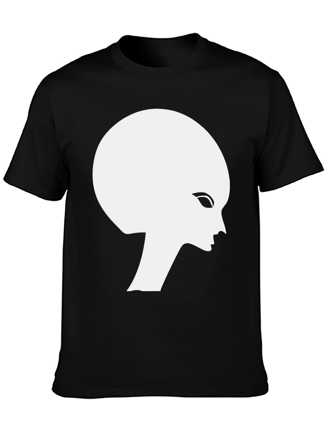 Alien Silhouette Graphic Tee - Black Cotton T-Shirt