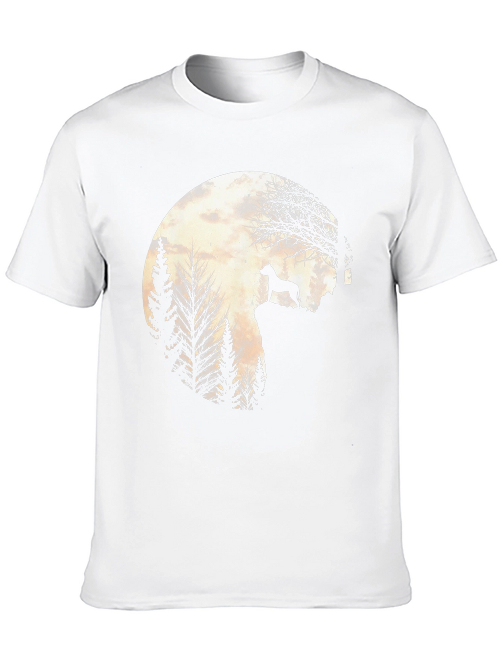 Dog Silhouette Moon Graphic Tee - Black