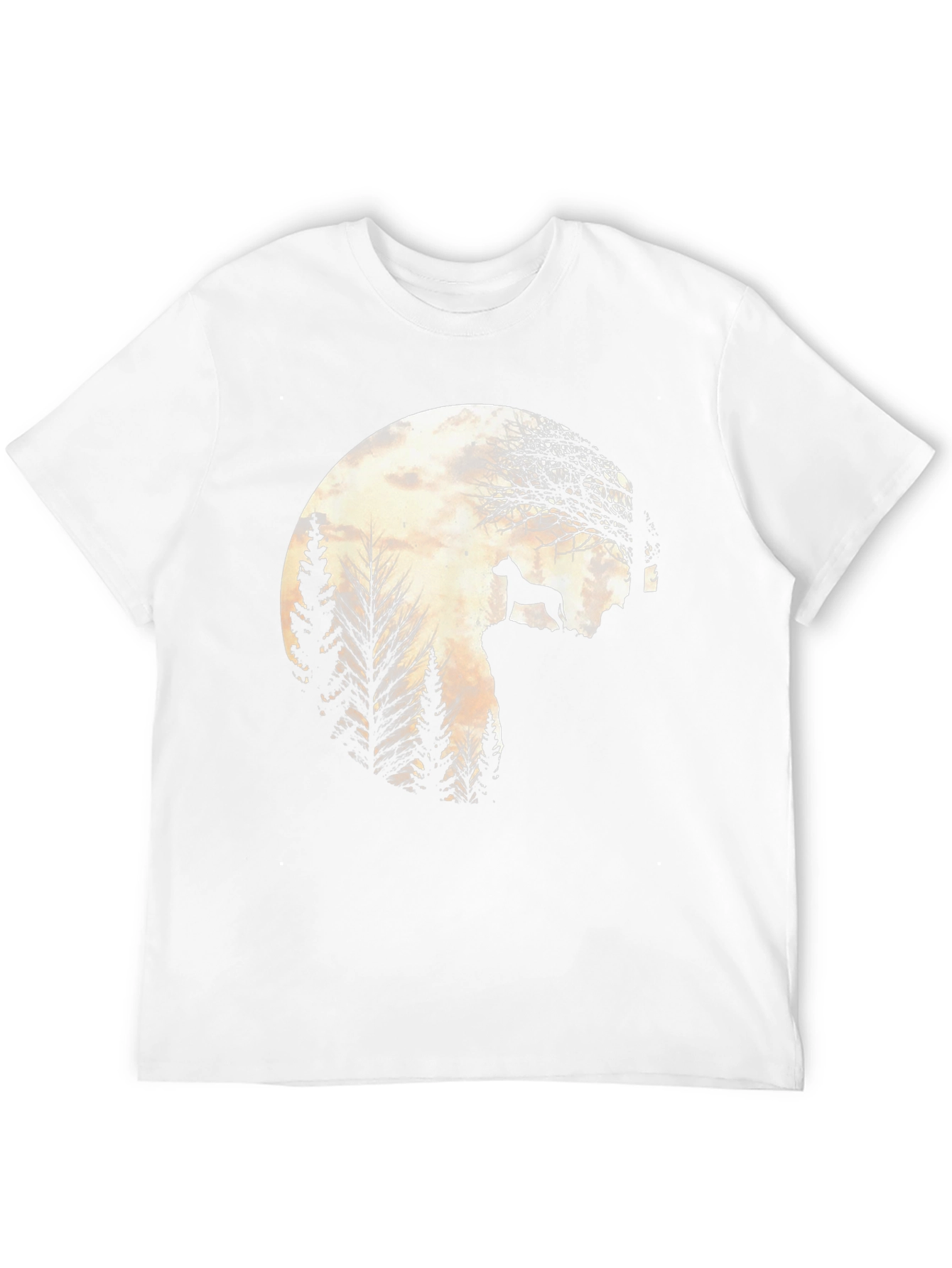 Dog Silhouette Moon Graphic Tee - Black