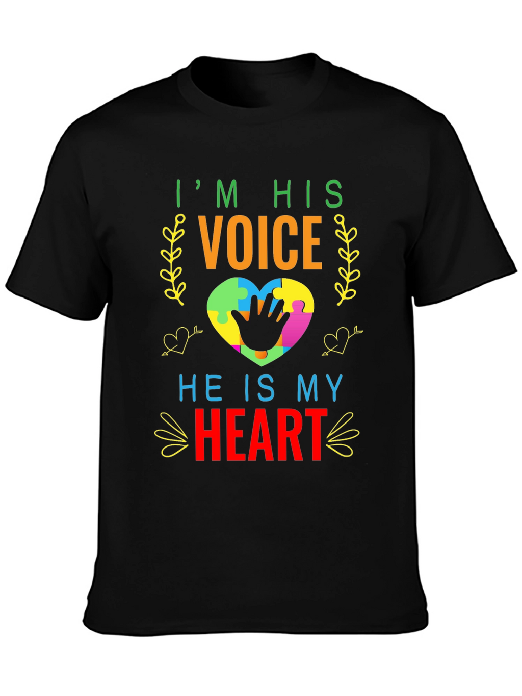 Autism Awareness T-Shirt - Im His Voice Heart Tee