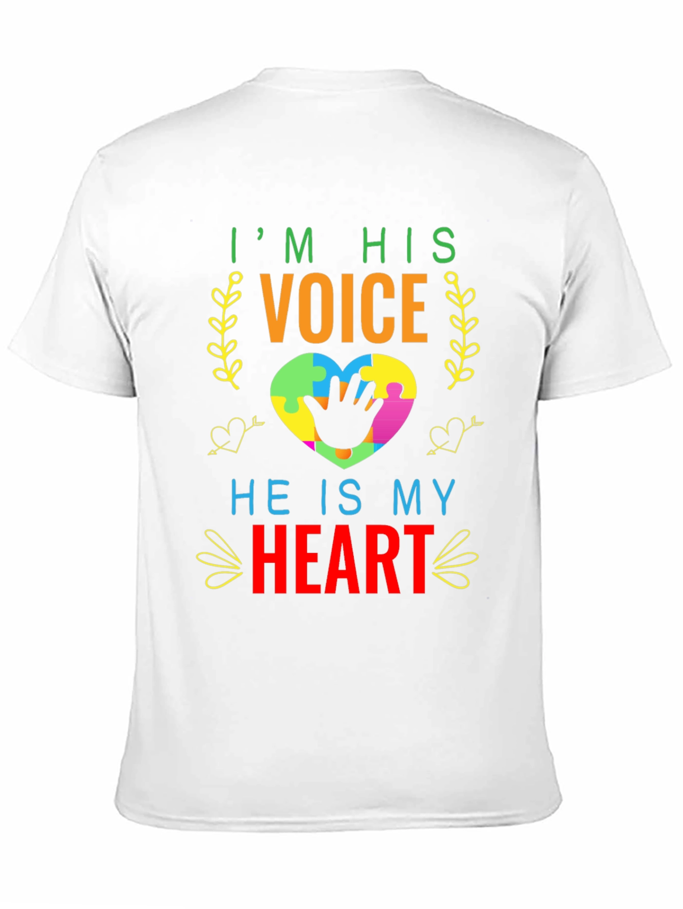 Autism Awareness T-Shirt - Im His Voice Heart Tee