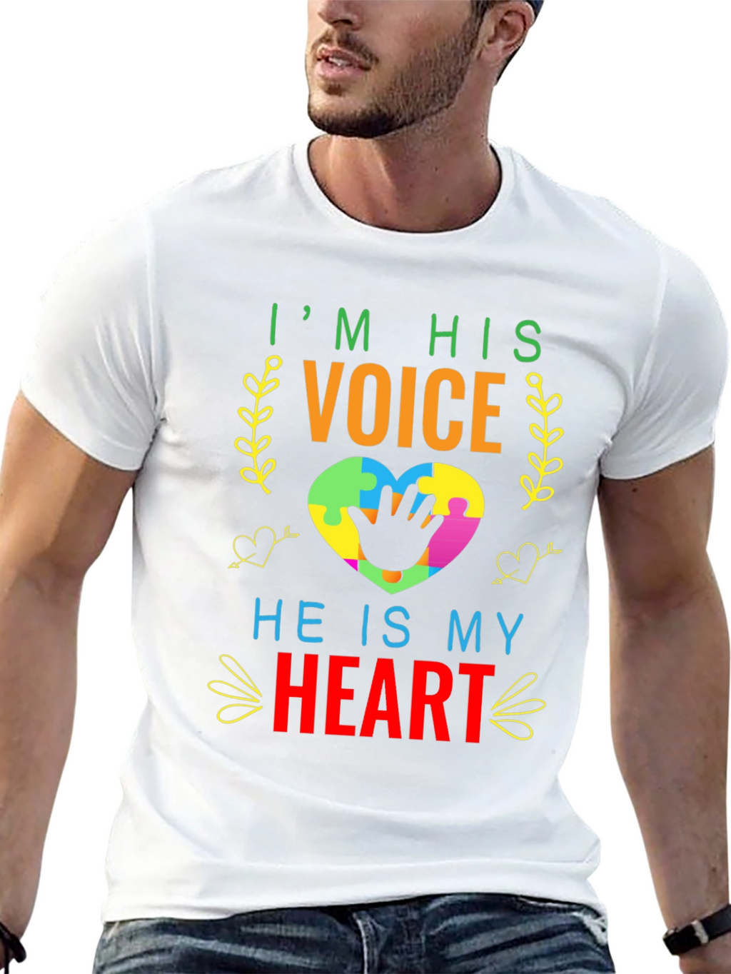 Autism Awareness T-Shirt - Im His Voice Heart Tee