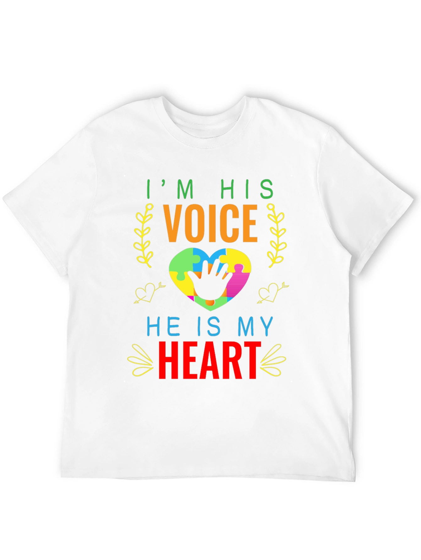 Autism Awareness T-Shirt - Im His Voice Heart Tee
