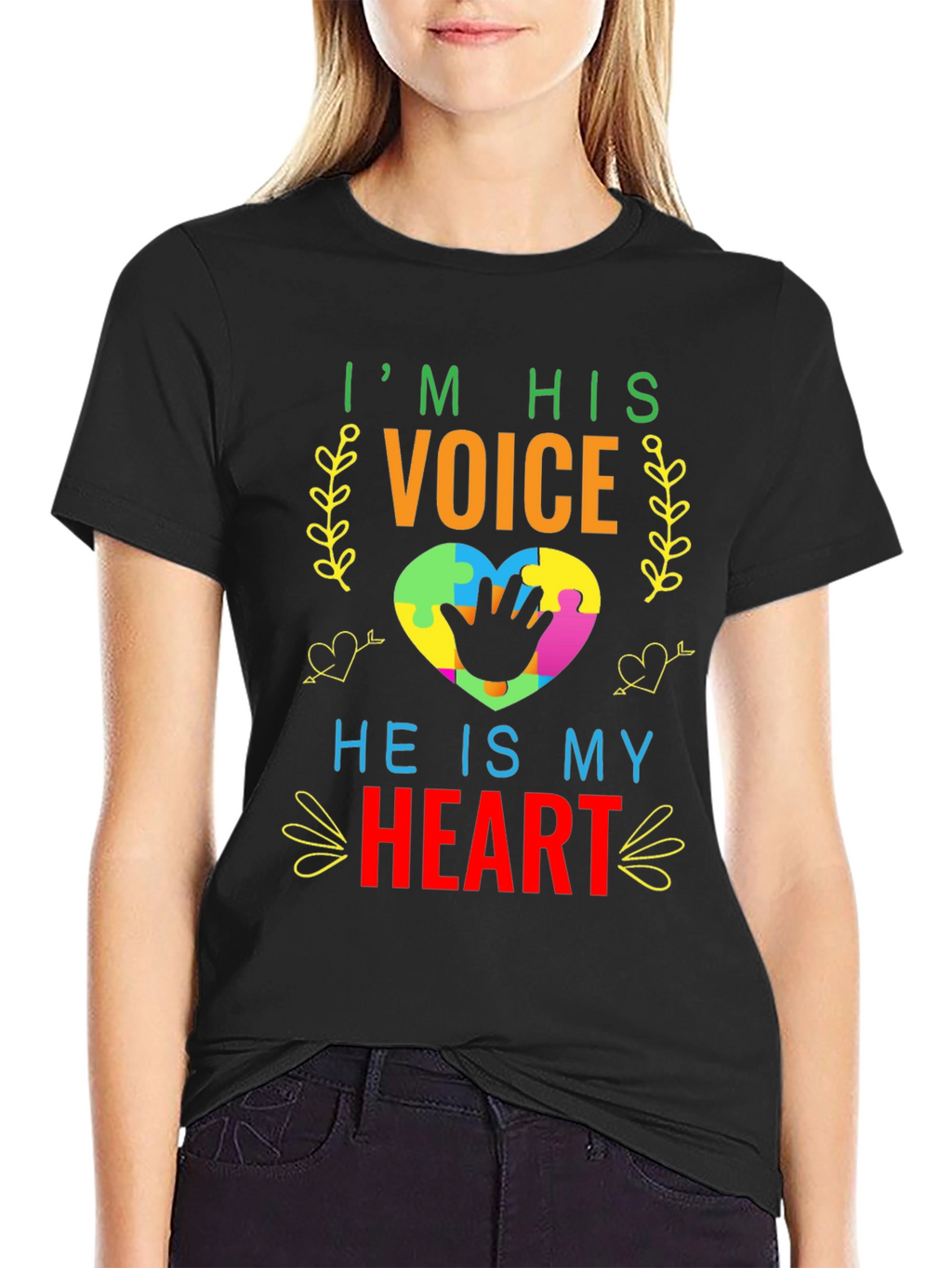 Autism Awareness T-Shirt - Im His Voice Heart Tee