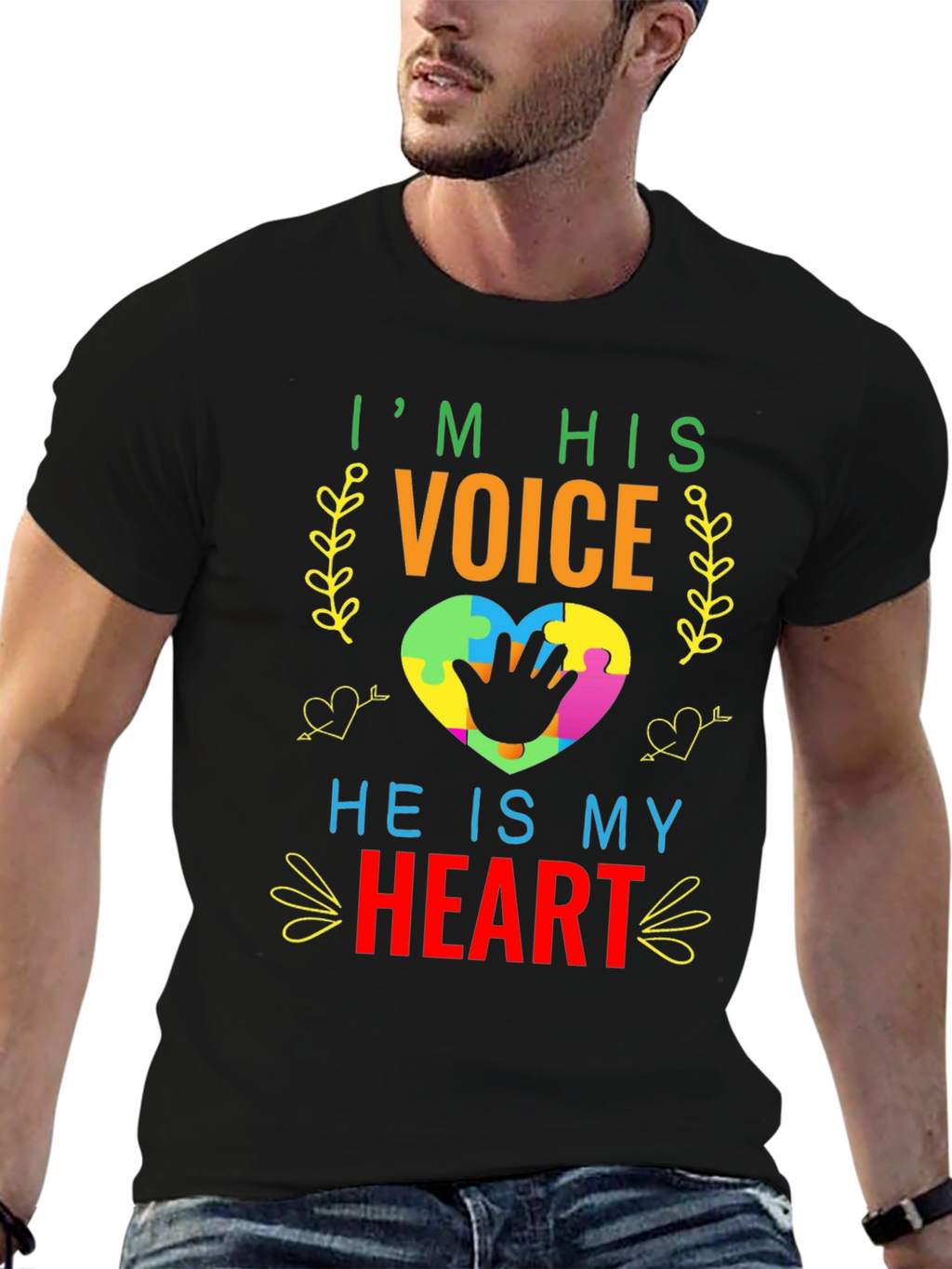 Autism Awareness T-Shirt - Im His Voice Heart Tee