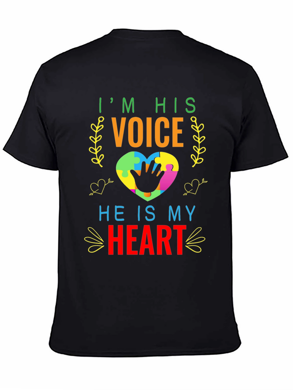 Autism Awareness T-Shirt - Im His Voice Heart Tee