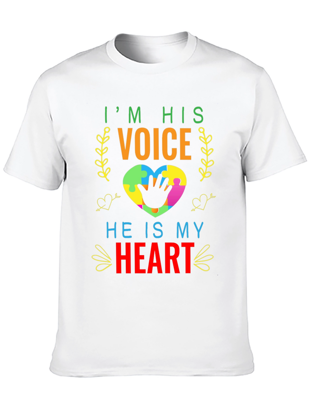 Autism Awareness T-Shirt - Im His Voice Heart Tee