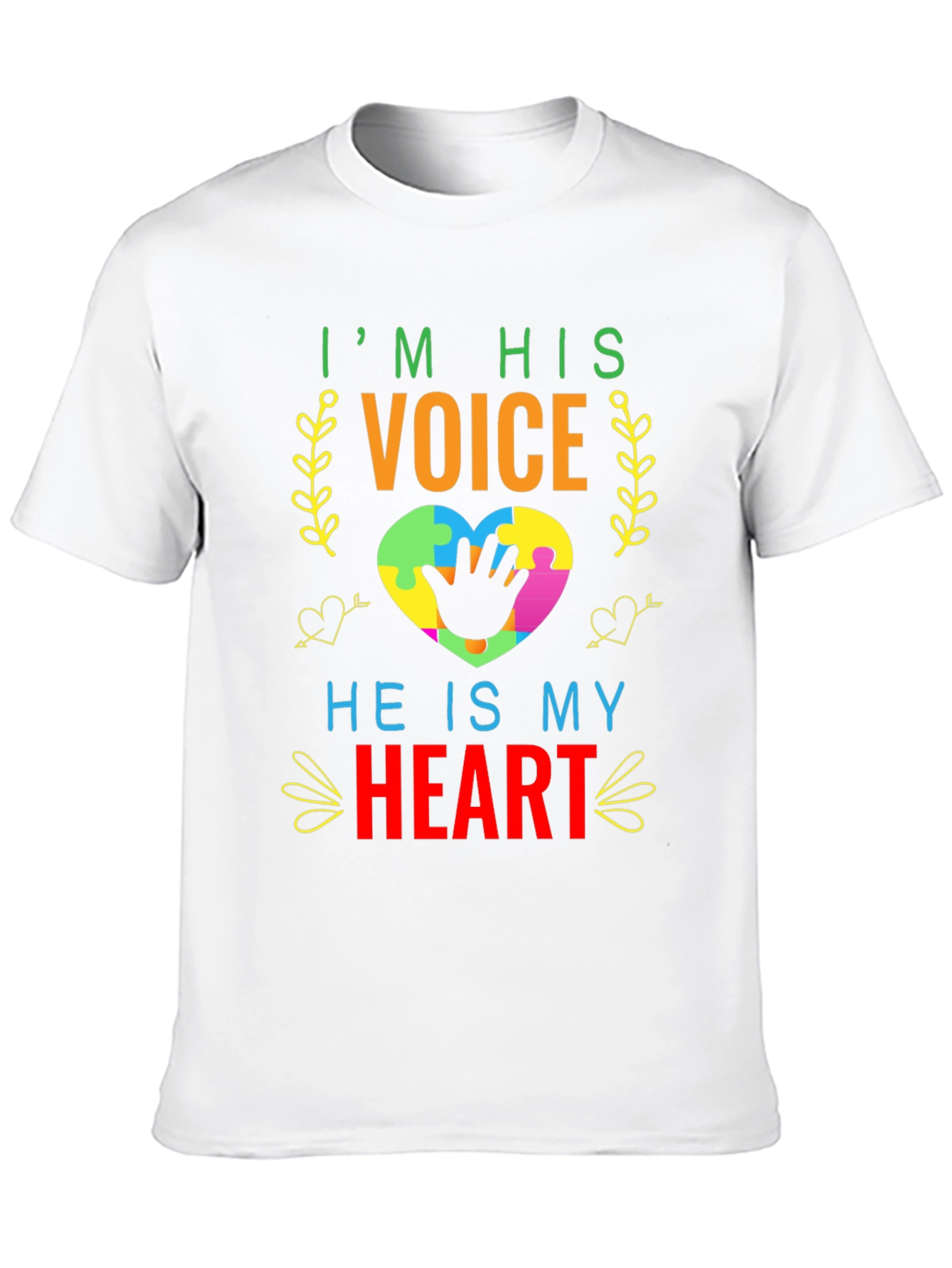 Autism Awareness T-Shirt - Im His Voice Heart Tee