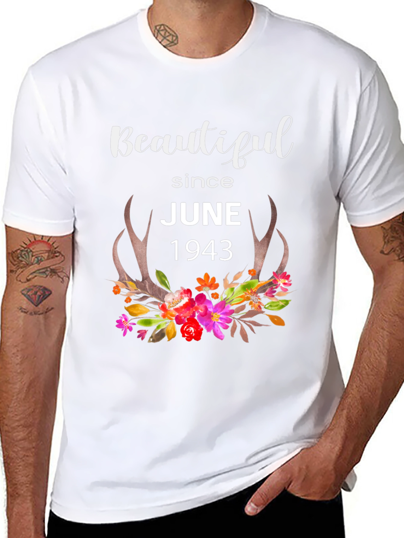 Beautiful Since June 1943 Floral T-Shirt