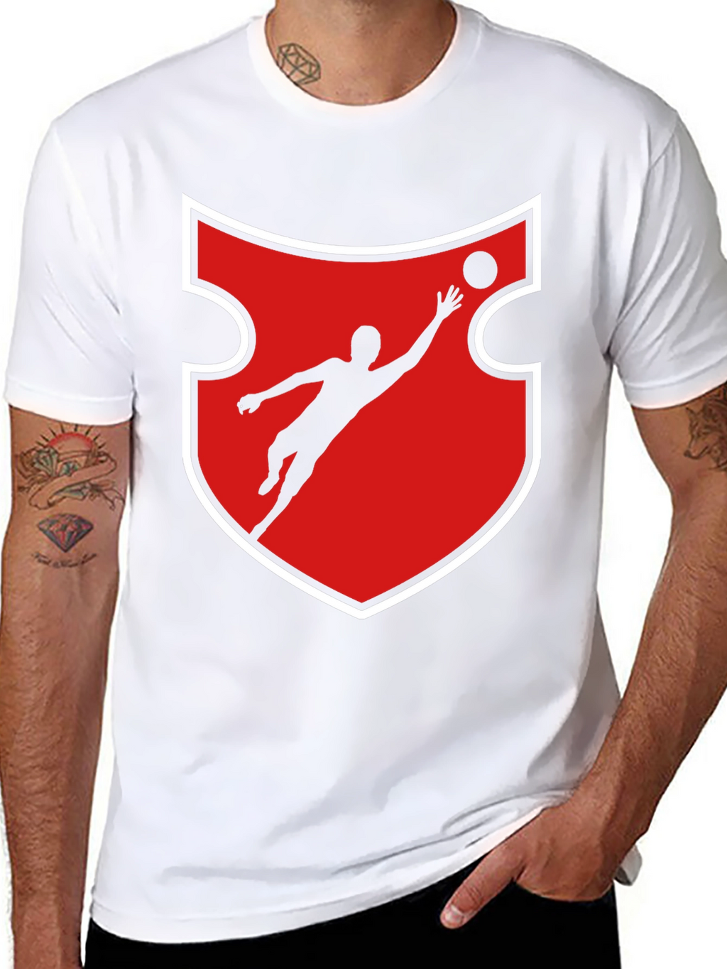 Goalkeeper Graphic Tee - Red Shield Design