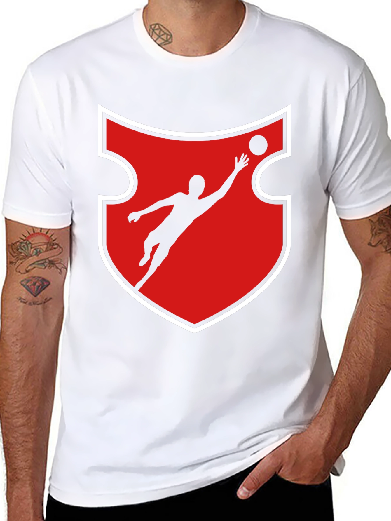 Goalkeeper Graphic Tee - Red Shield Design