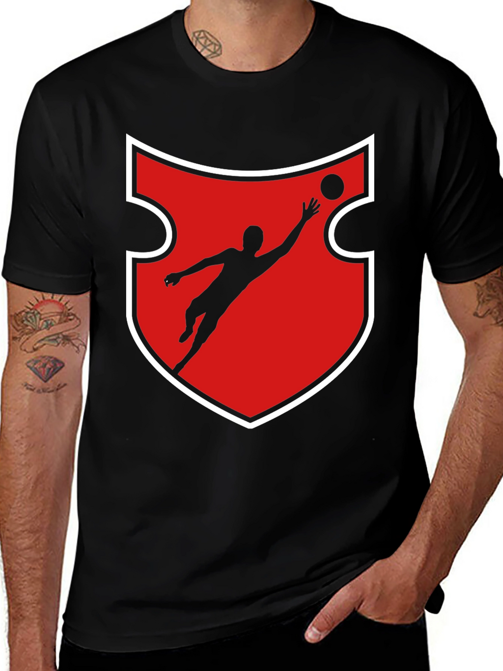 Goalkeeper Graphic Tee - Red Shield Design