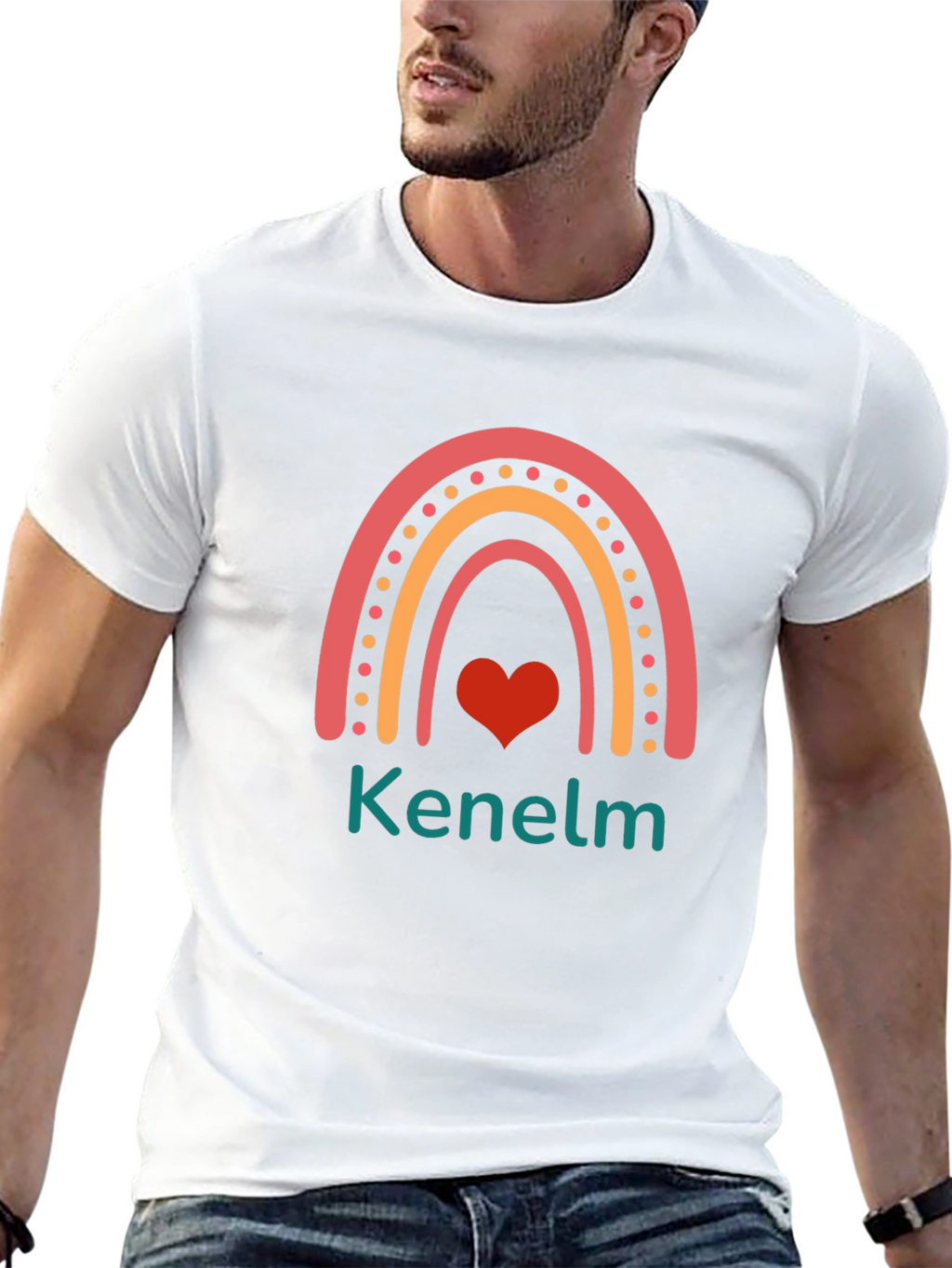 Rainbow Kenelm T-Shirt - Custom Name Heart Tee