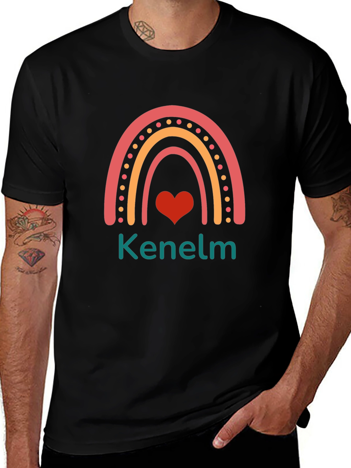 Rainbow Kenelm T-Shirt - Custom Name Heart Tee