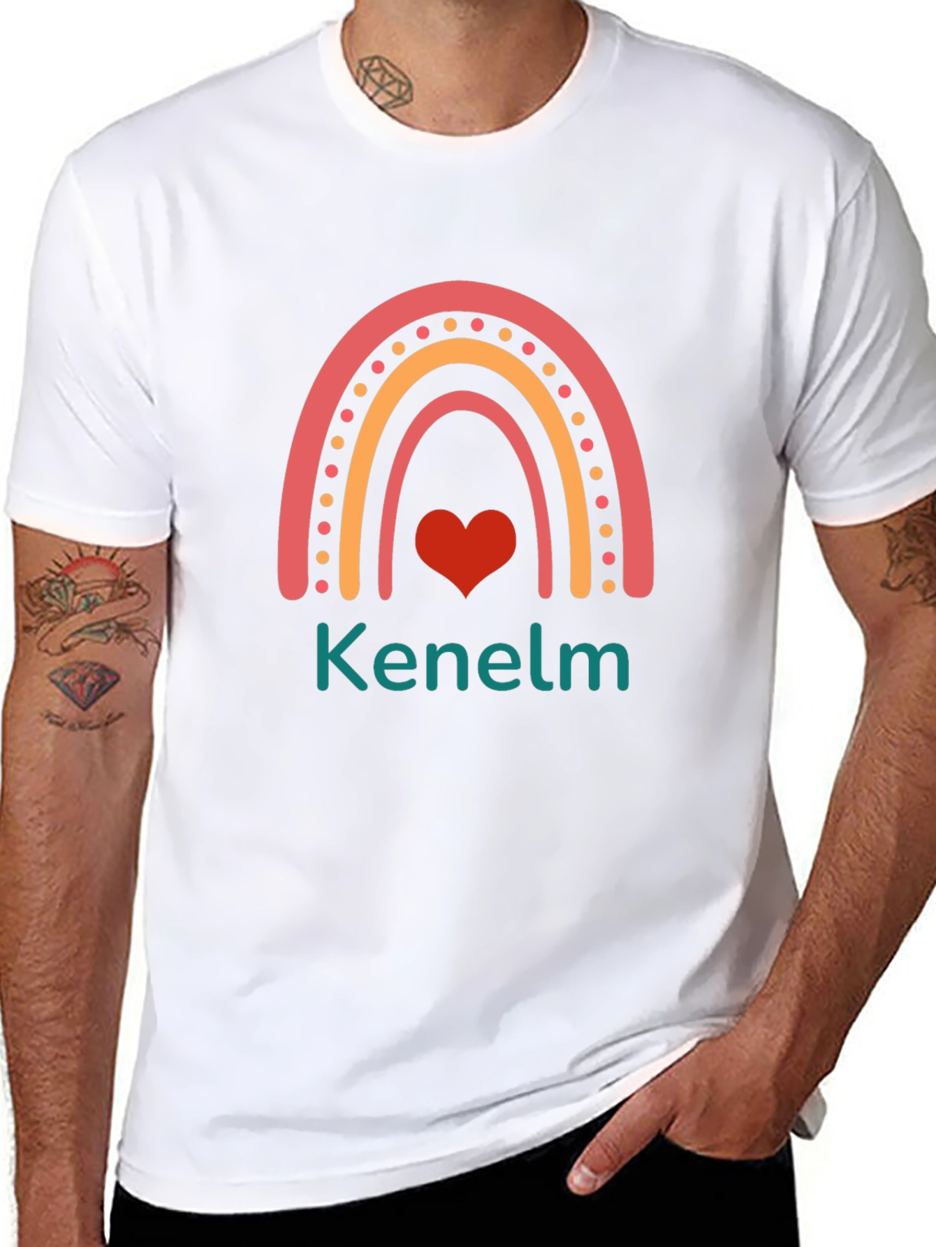 Rainbow Kenelm T-Shirt - Custom Name Heart Tee