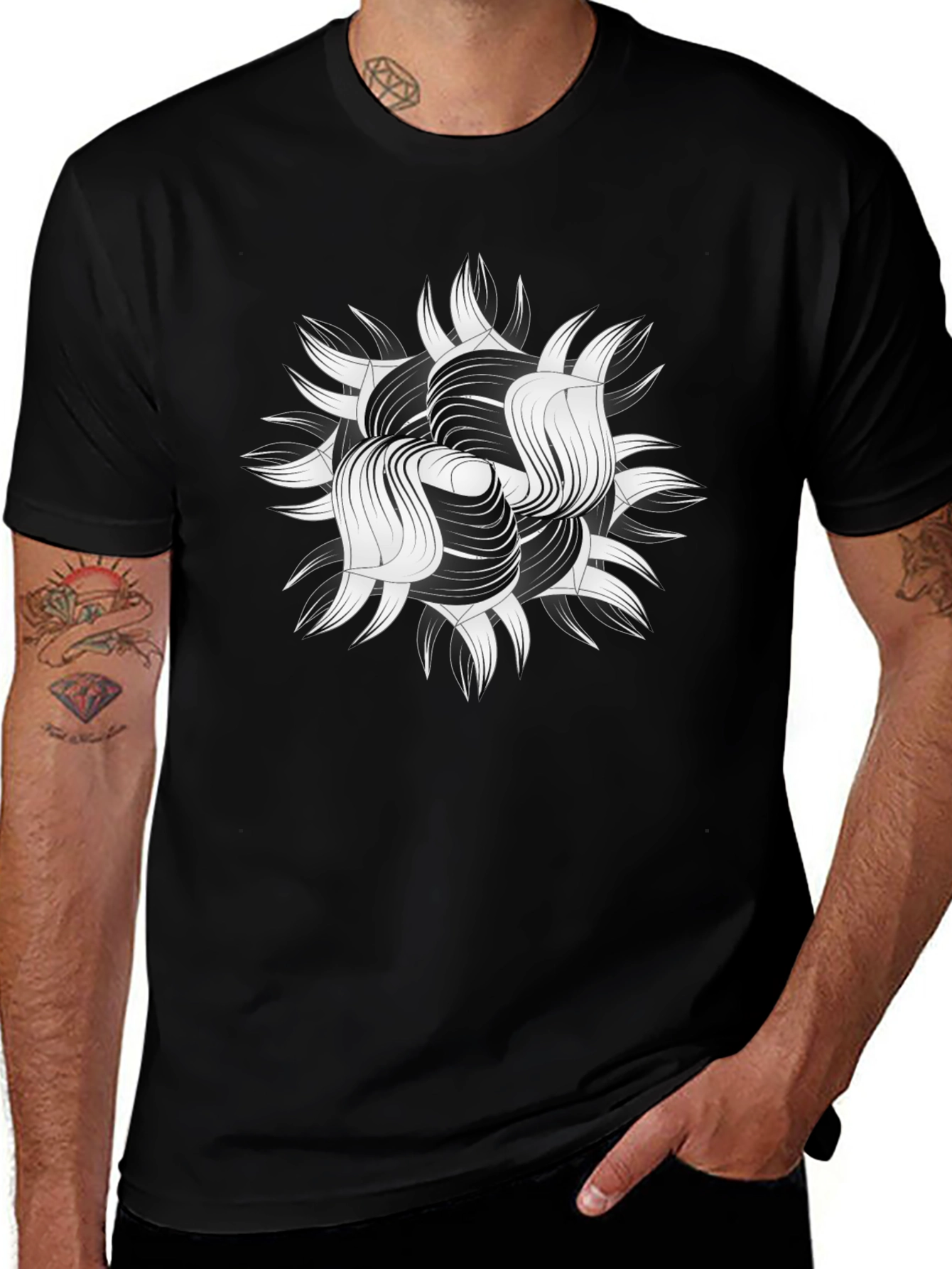 Abstract Graphic Print Black T-Shirt