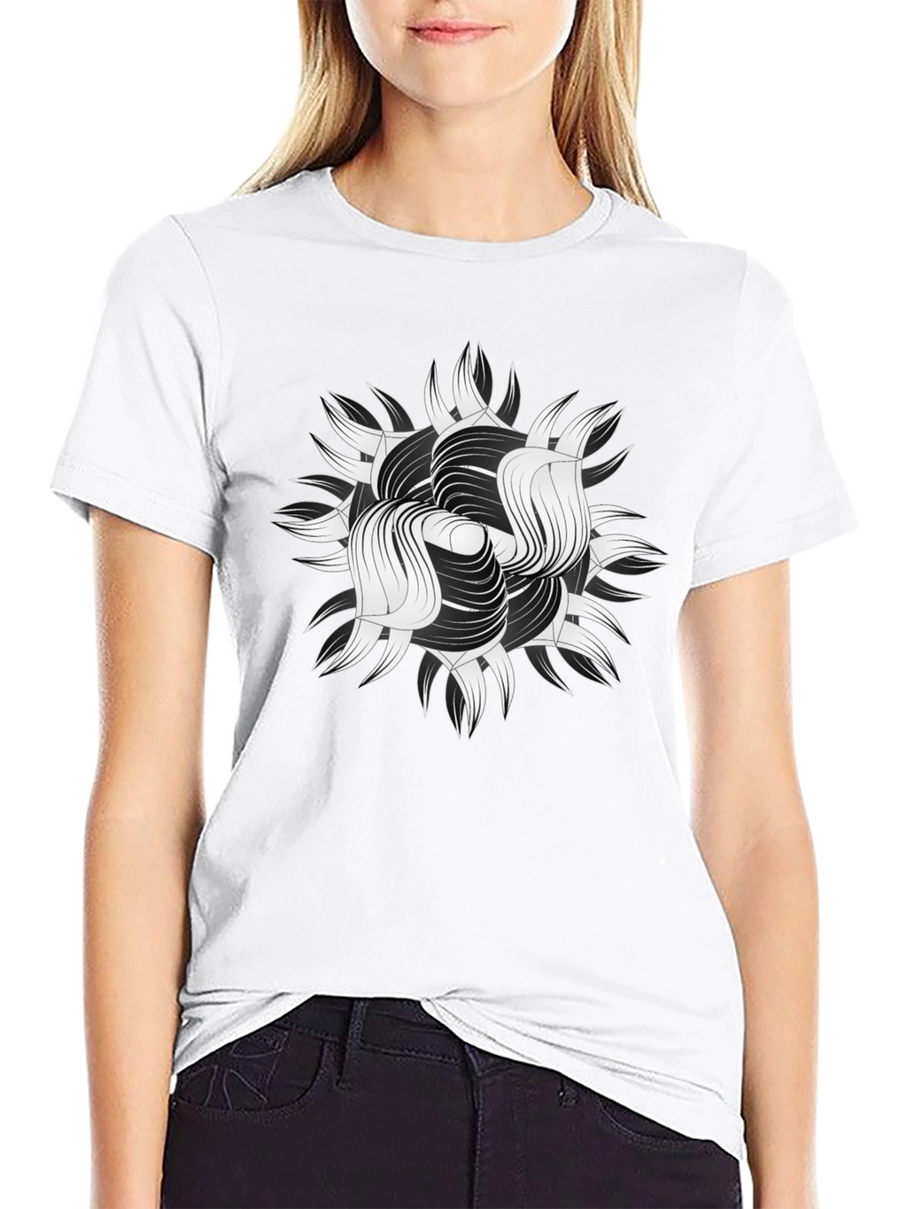 Abstract Graphic Print Black T-Shirt