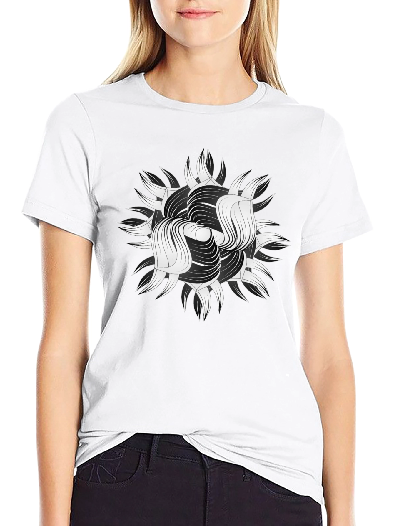 Abstract Graphic Print Black T-Shirt