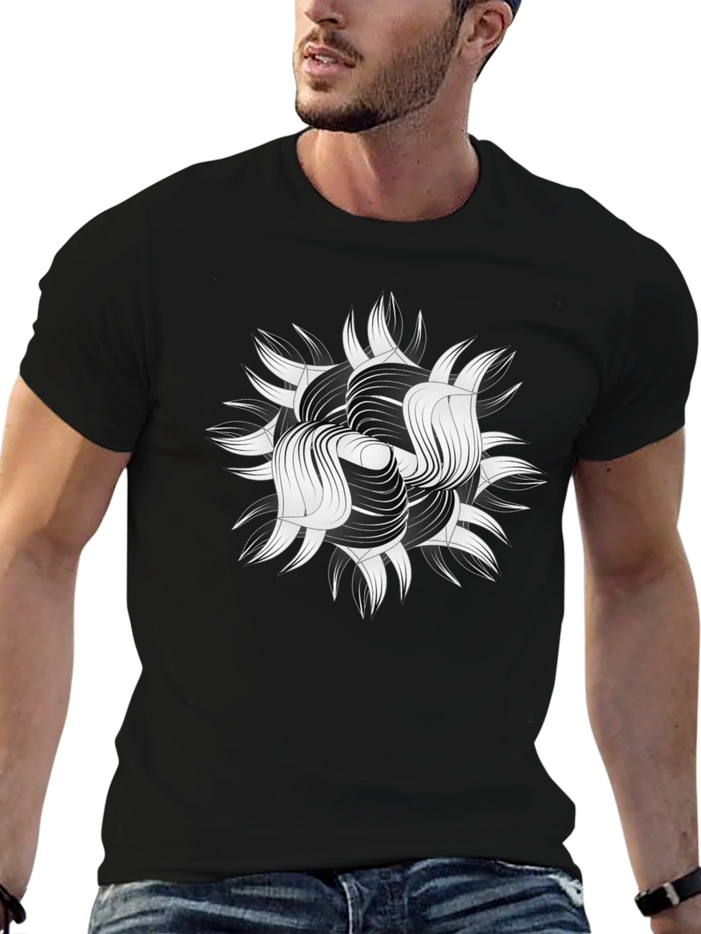 Abstract Graphic Print Black T-Shirt