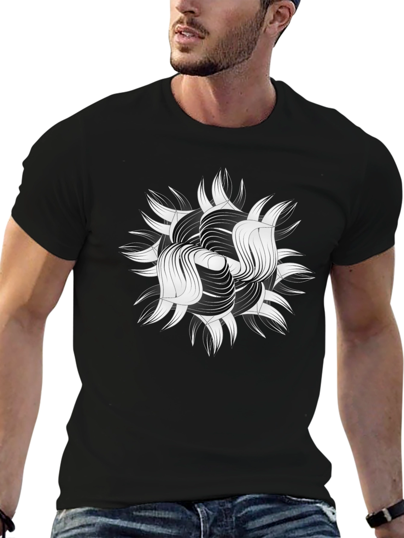 Abstract Graphic Print Black T-Shirt