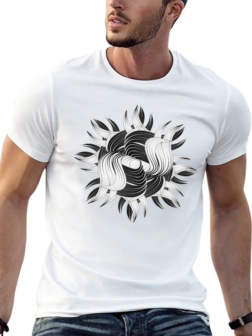 Abstract Graphic Print Black T-Shirt