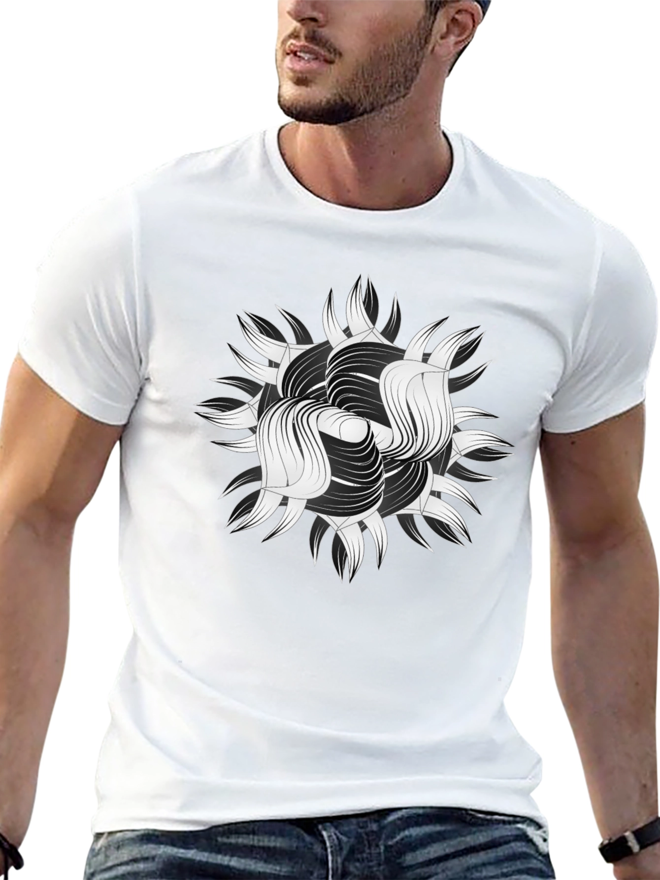 Abstract Graphic Print Black T-Shirt