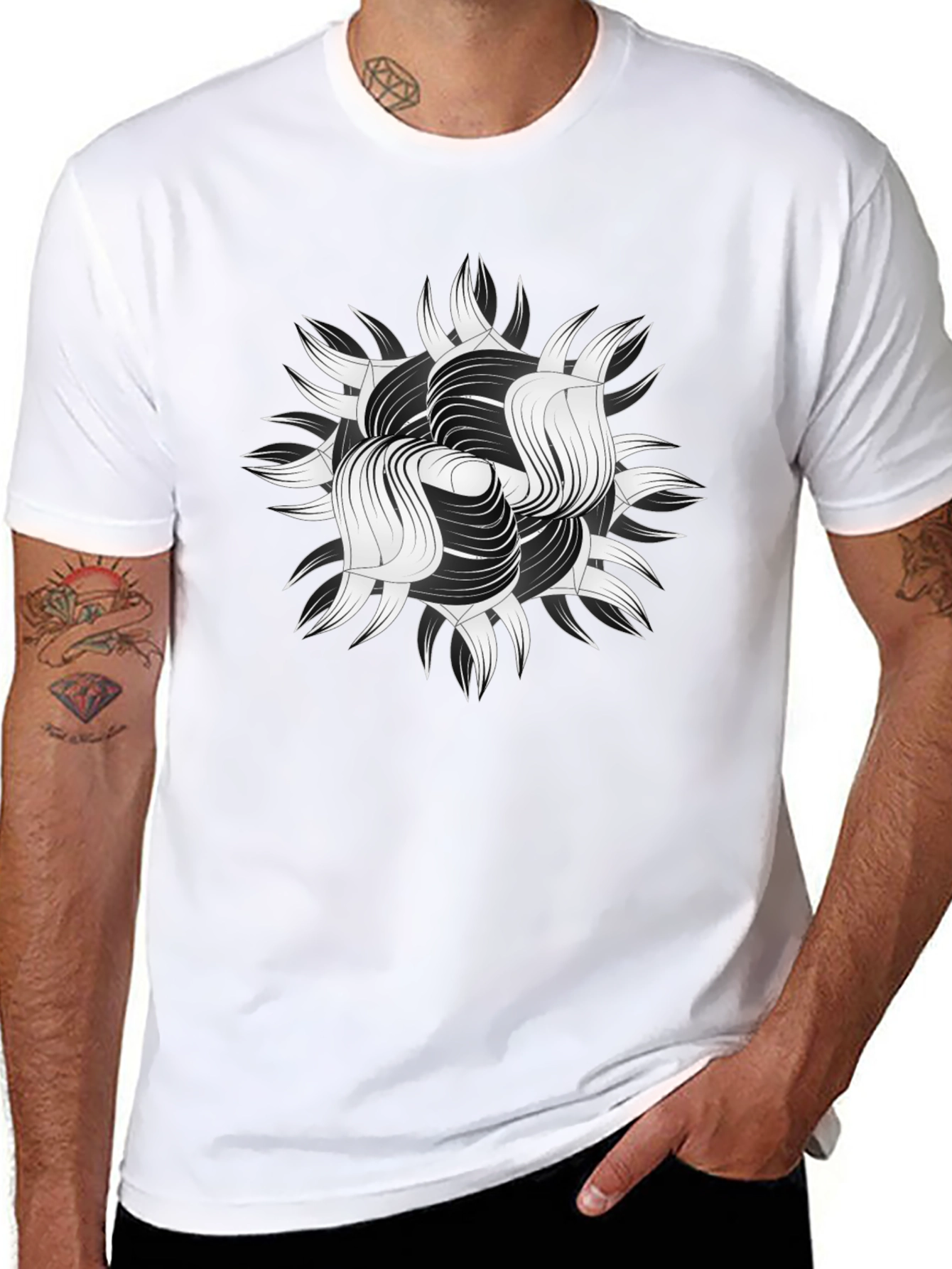 Abstract Graphic Print Black T-Shirt