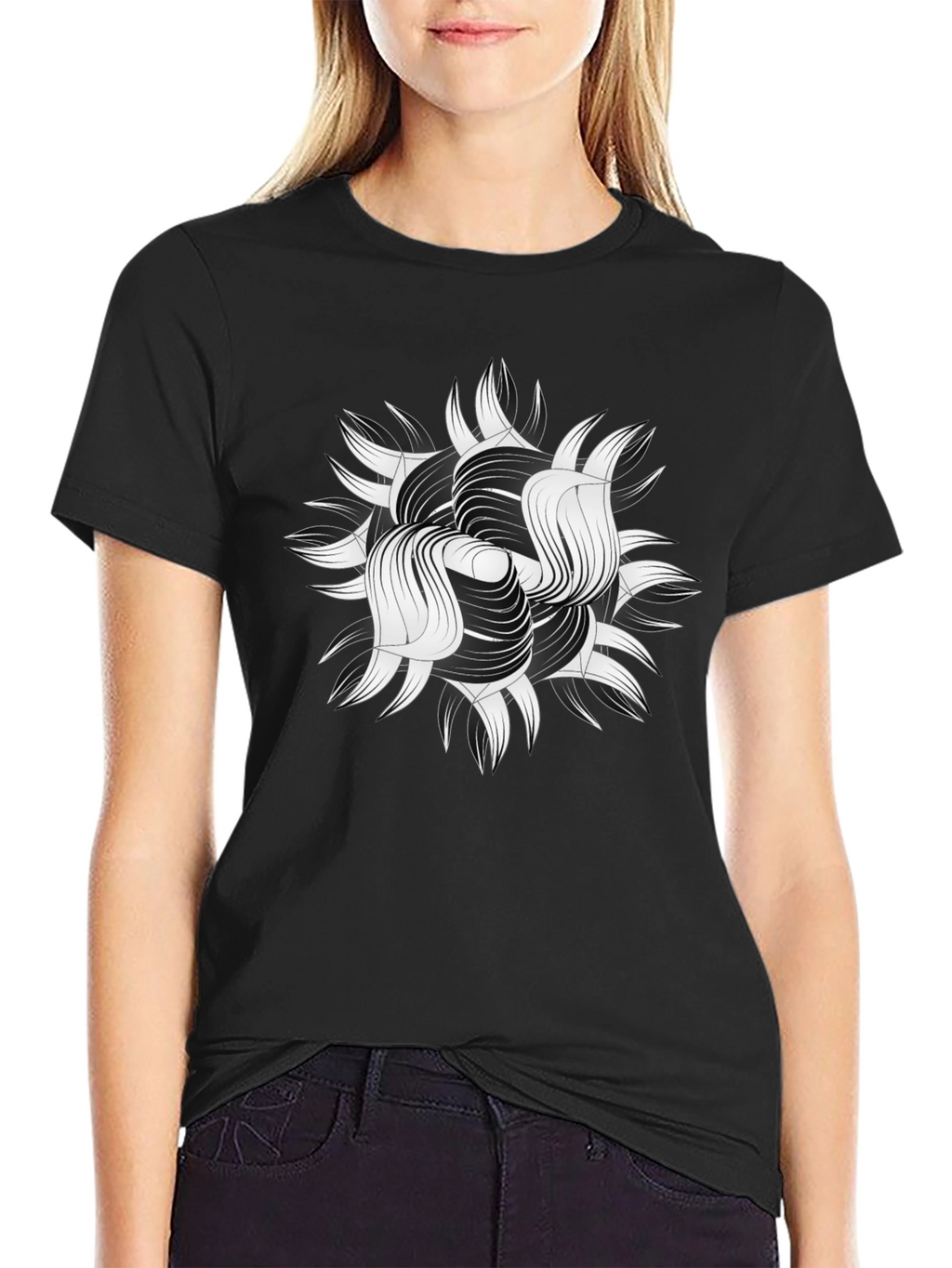 Abstract Graphic Print Black T-Shirt