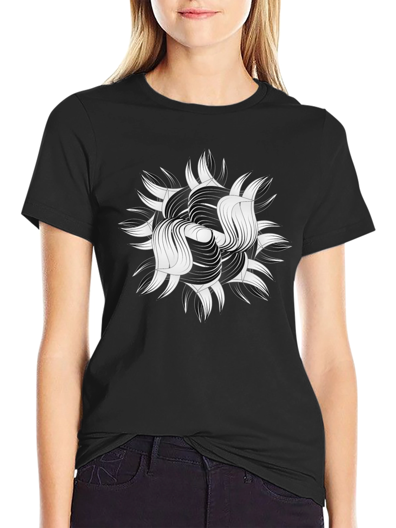Abstract Graphic Print Black T-Shirt